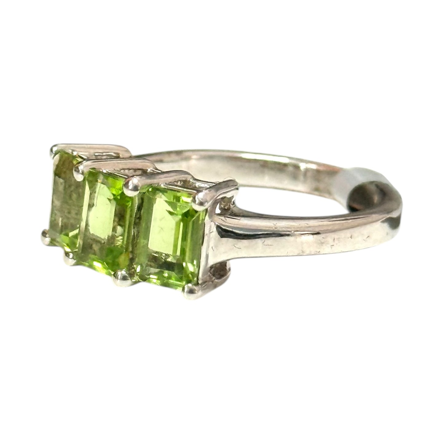 New Peridot Trilogy 1.2ct Silver Ring Size L 1/2 CSC