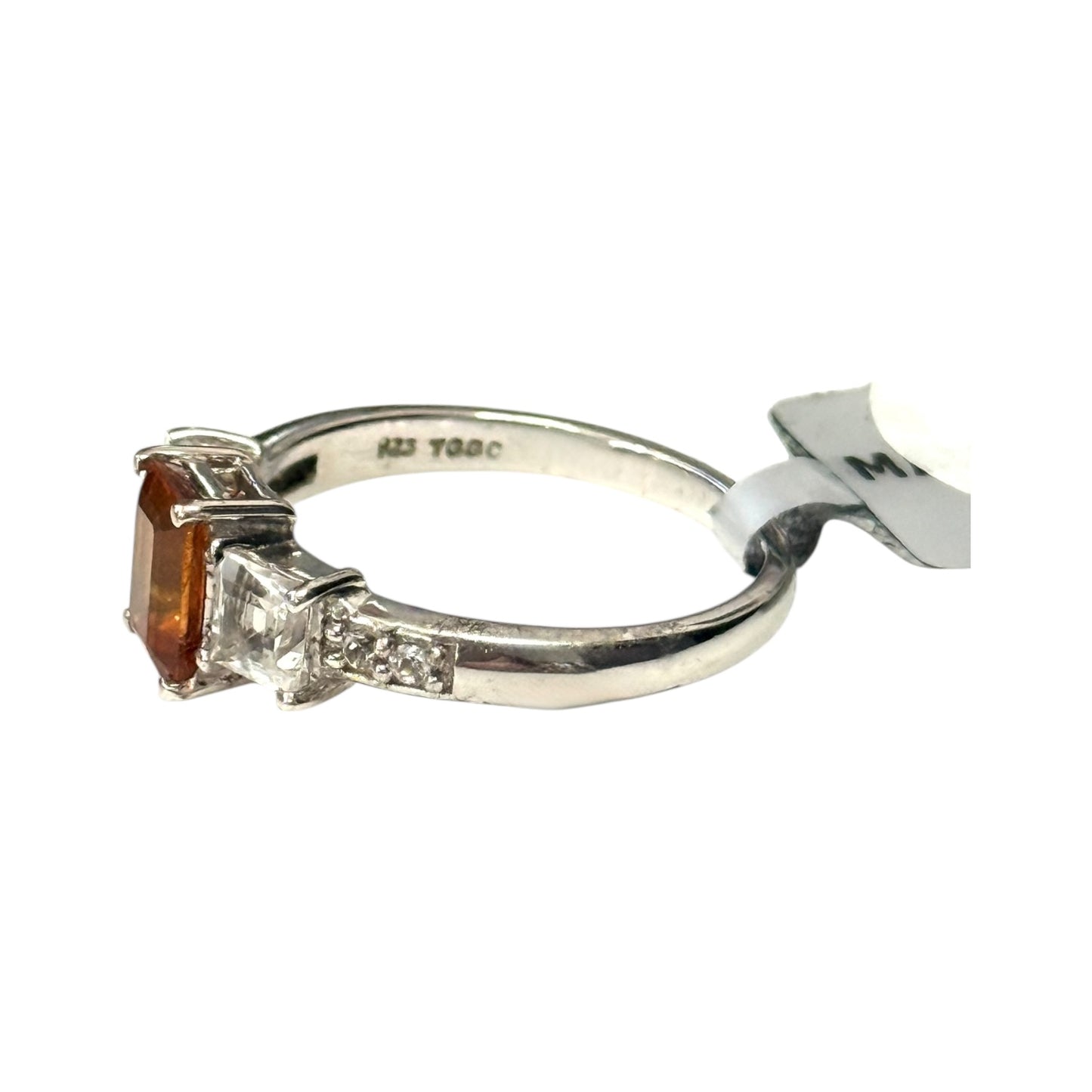 New Citrine & White Topaz Silver Ring Size Q CSC