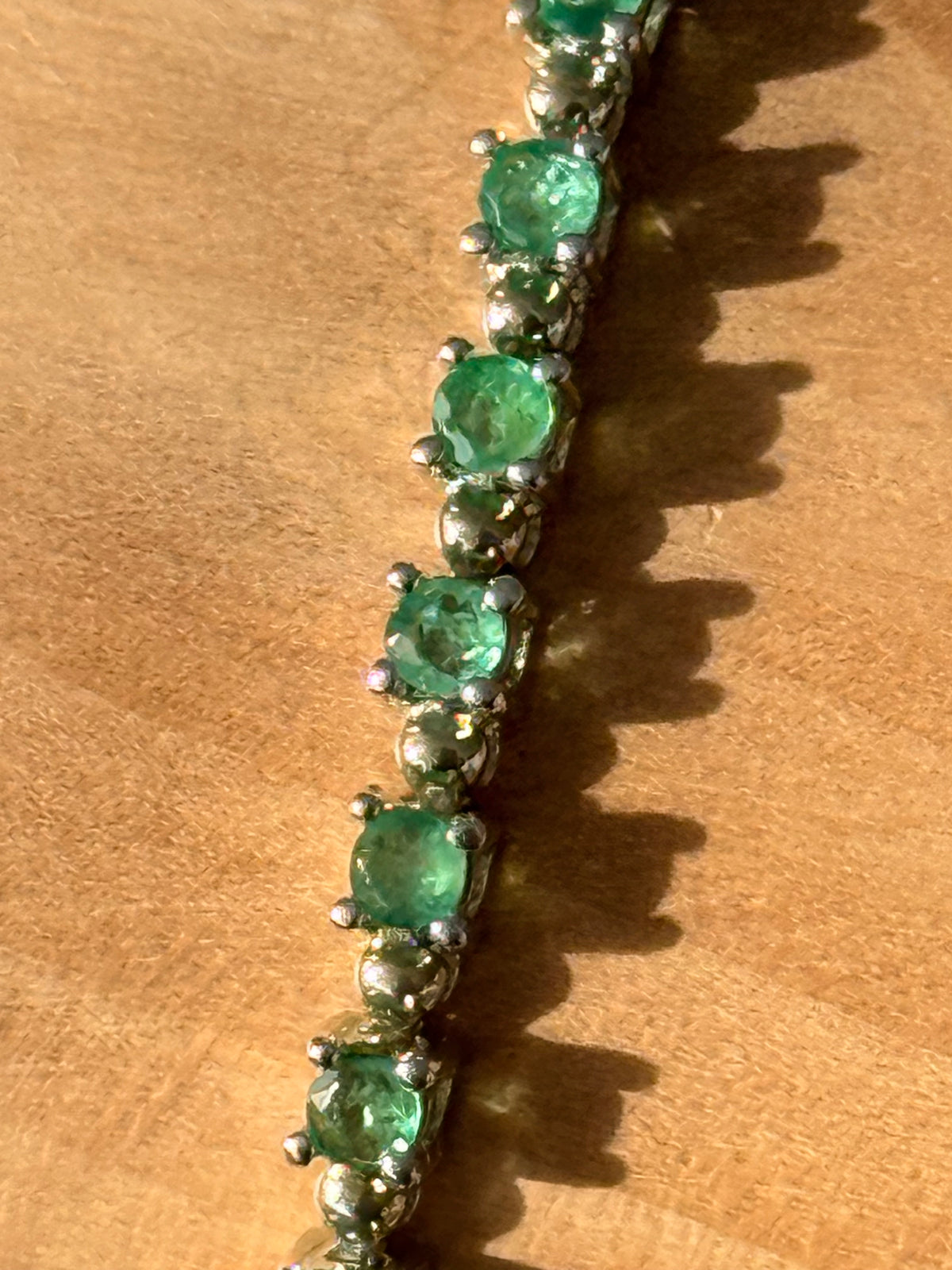 Vintage 3ct Emerald 925 Silver Tennis Bracelet 7 1/2" Hallmarked