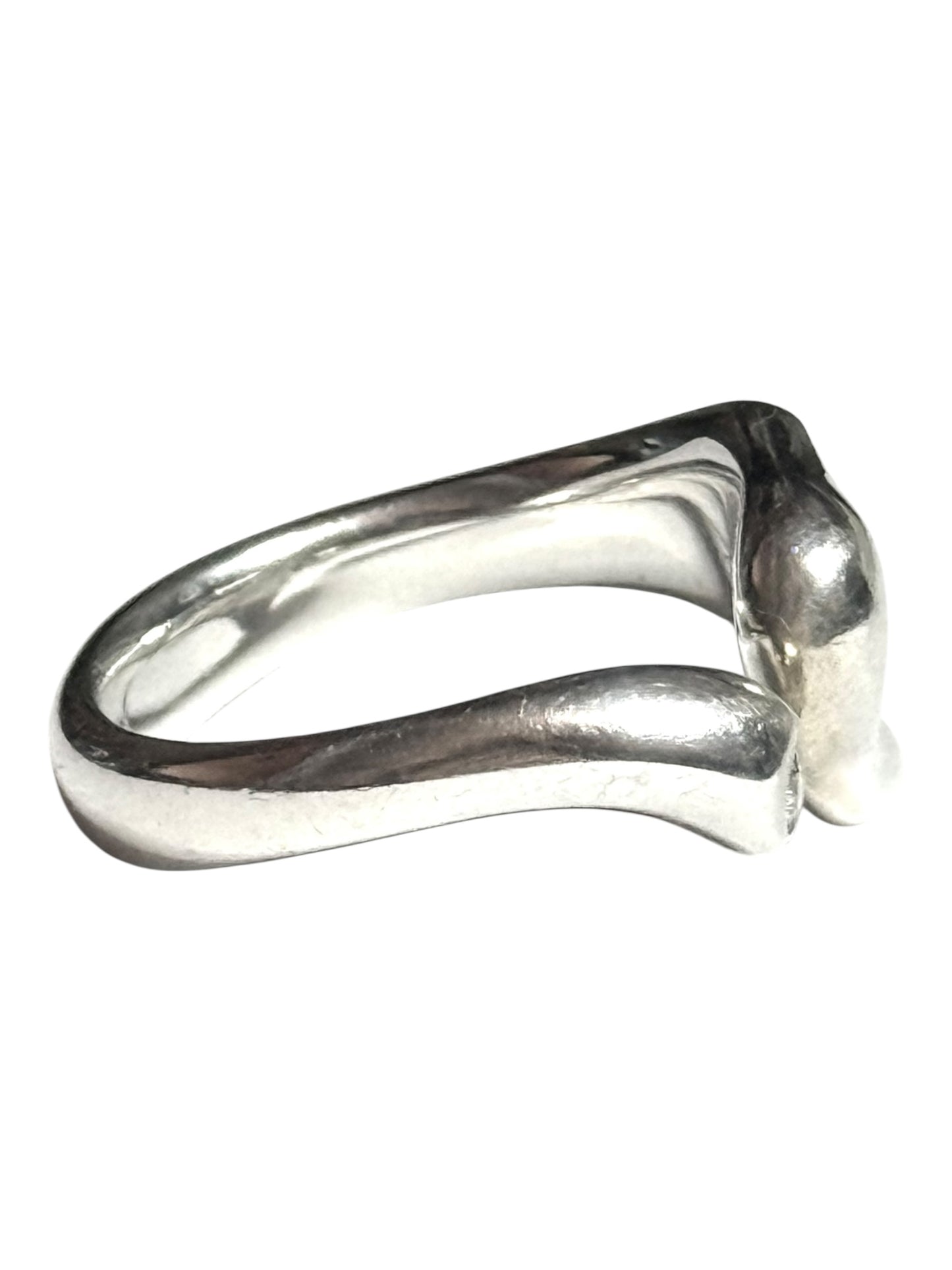 Tiffany & Co. Elsa Peretti Rare Sterling Silver Heart & Diamond Ring Size O 1/2