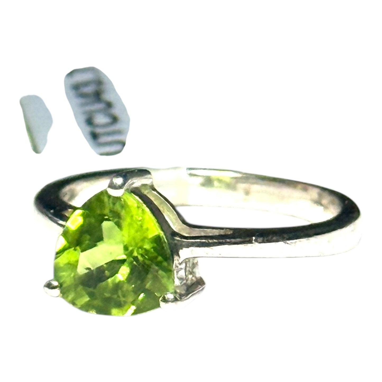 New Peridot Trillion 1.75ct Silver Ring Size N 1/2 CSC