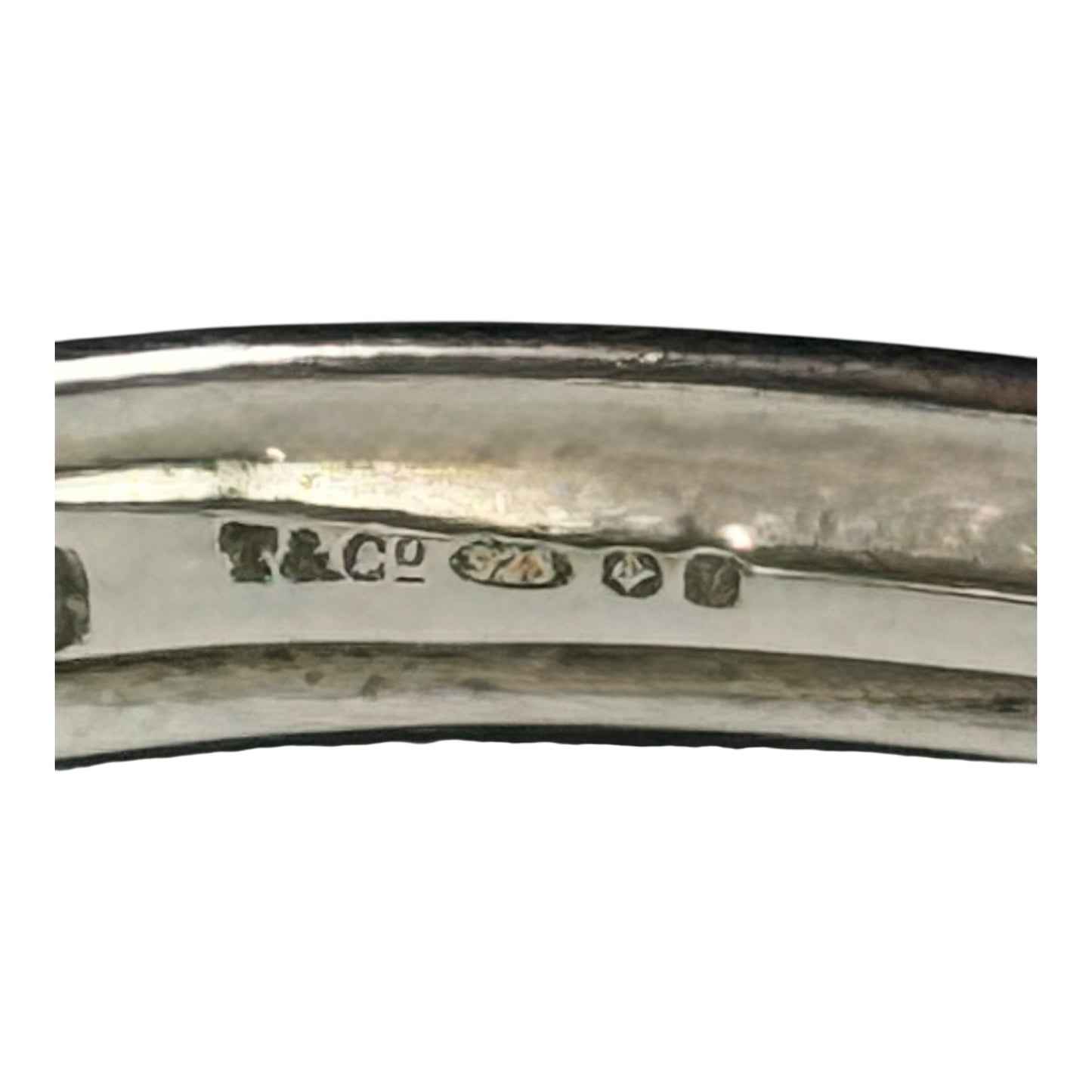 Rare Vintage 7" Tiffany & Co 925 Silver/18kt Gold Hook & Eye Ribbed Bangle