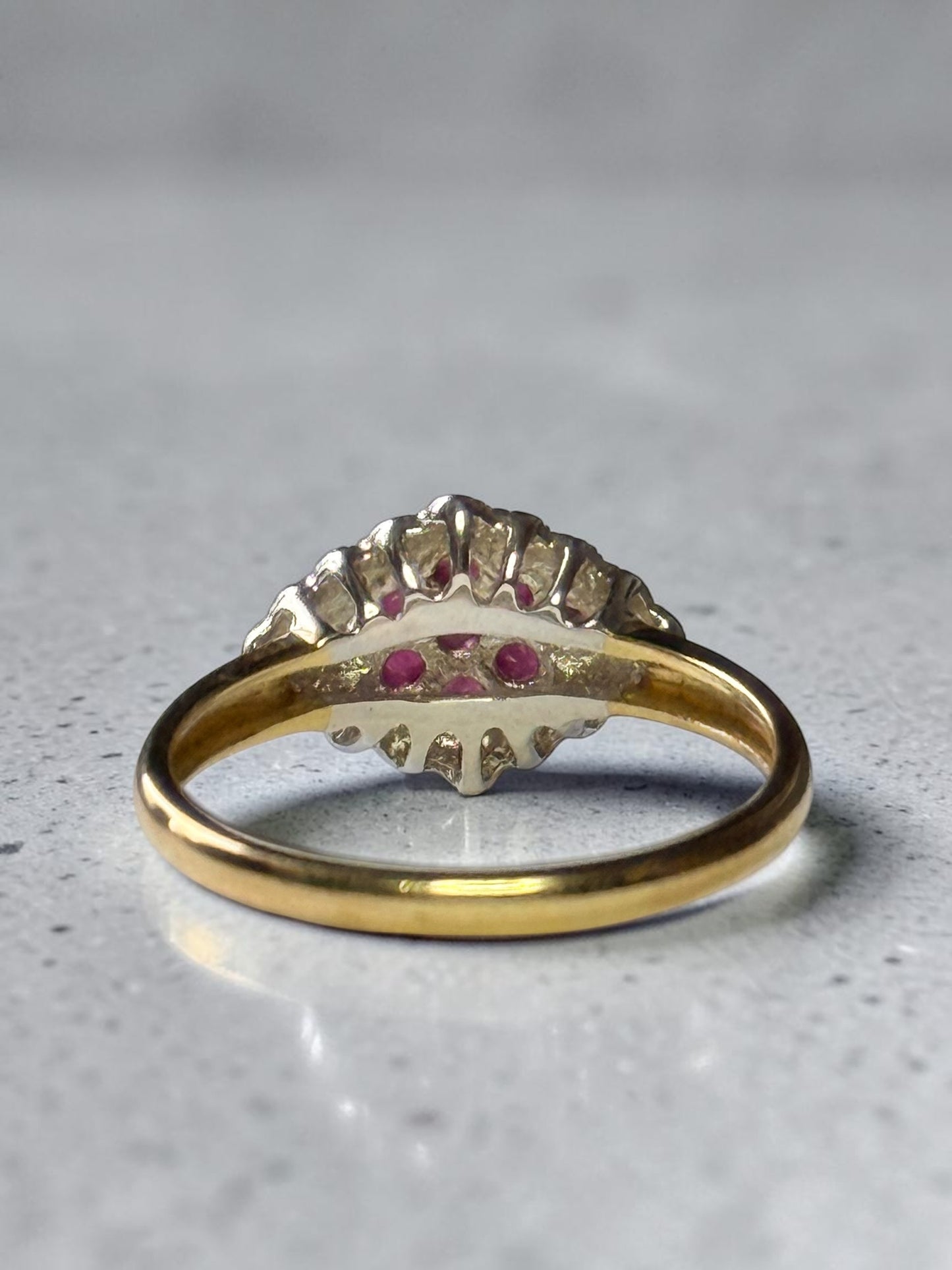 Ruby & Diamond 9k Gold Cocktail Ring Size P 1/2