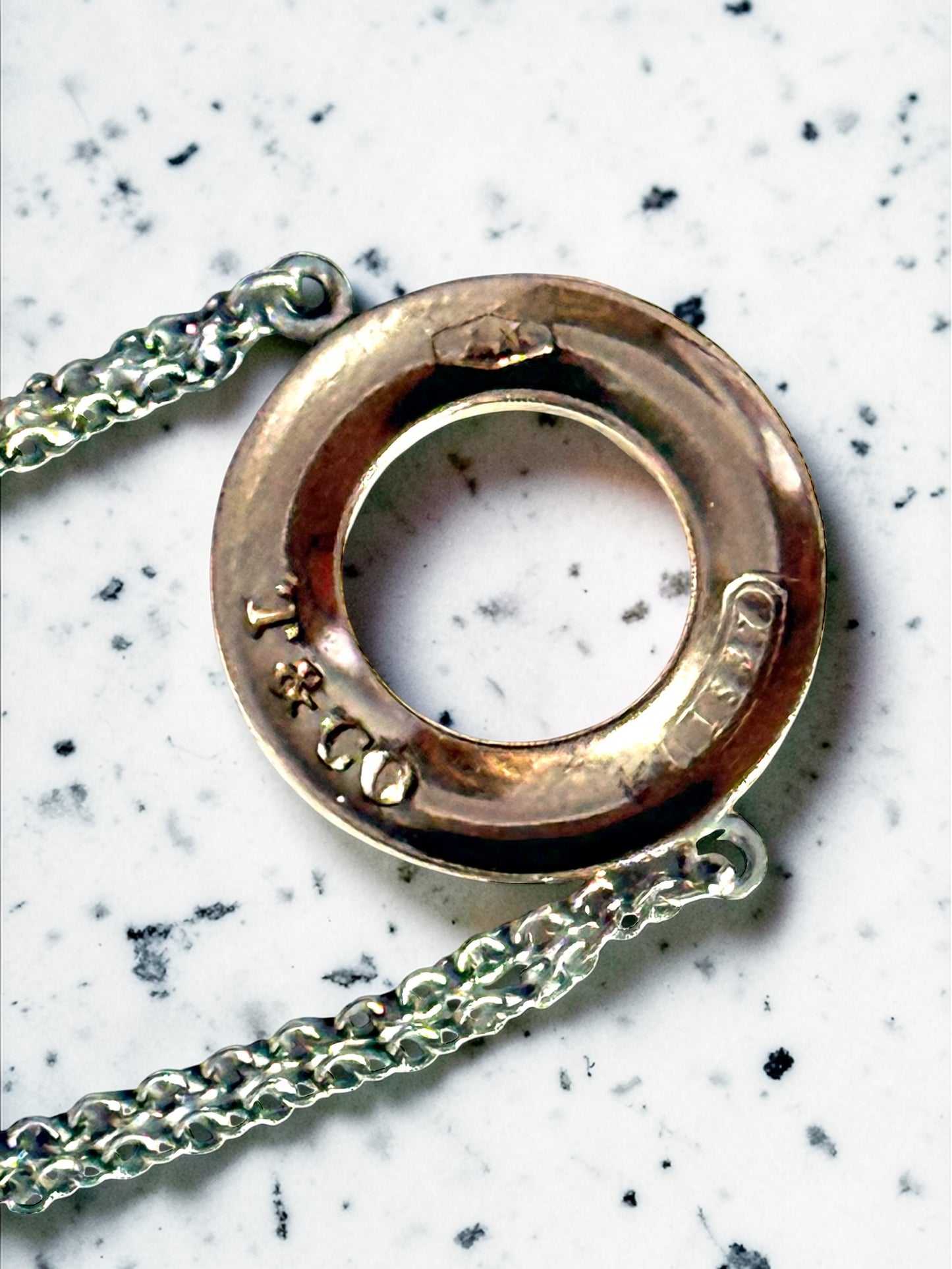 Tiffany & Co Rare Rubedo Circle Silver Double Chain Bracelet 7"