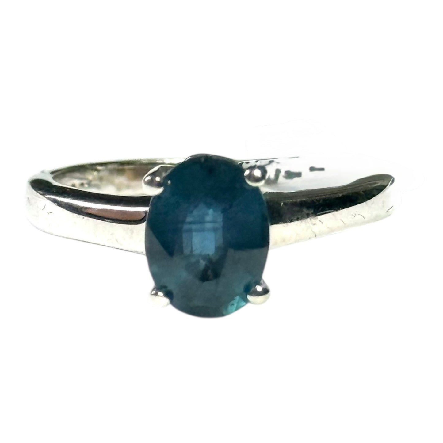 New Blue Topaz Solitaire Silver Ring Size L CSC