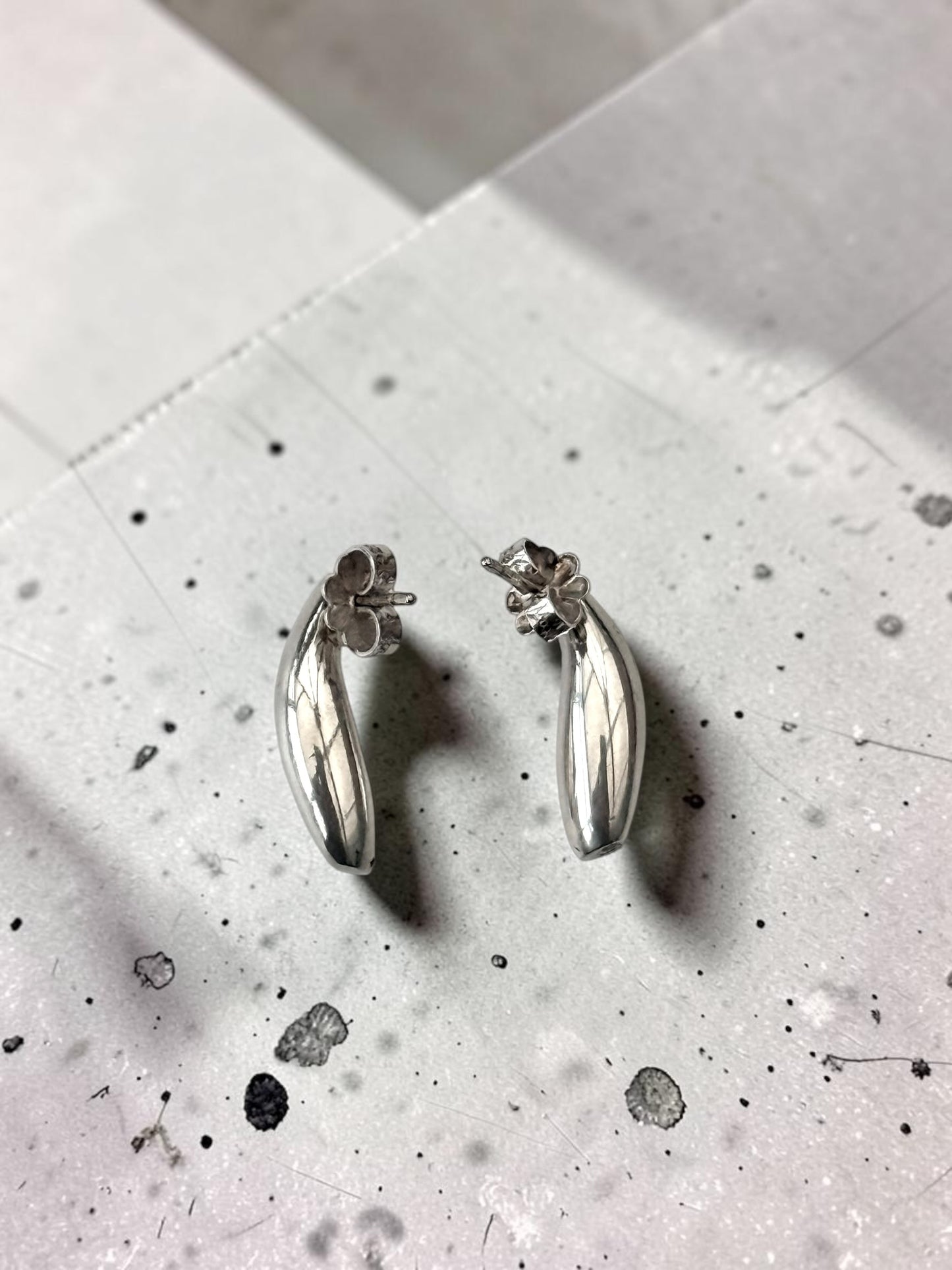 Very Rare Tiffany & Co Frank Gehry Fish Drop Stud Earrings Silver 925