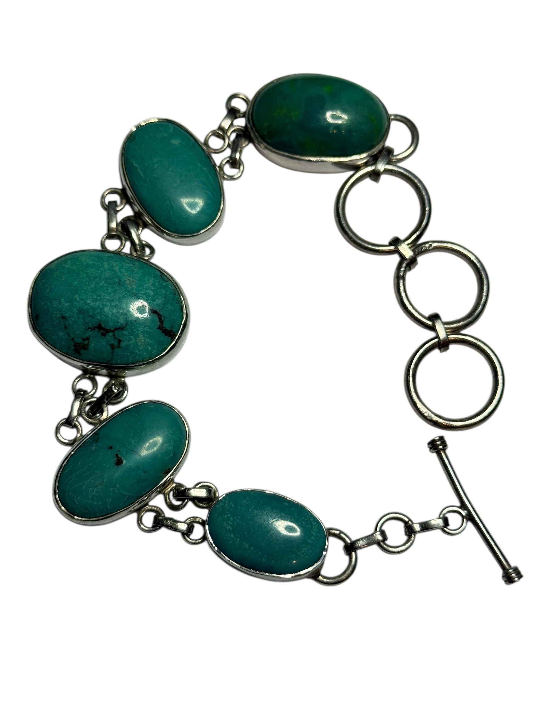 Vintage Silver And Natural Turquoise Bracelet