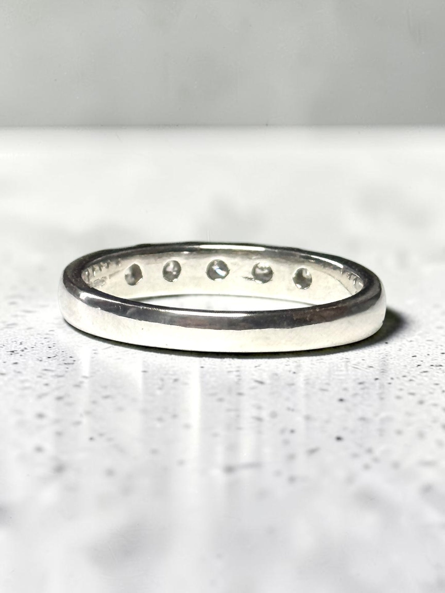 0.33ct Diamond White Gold Channel Set Ring Size M Hallmarked