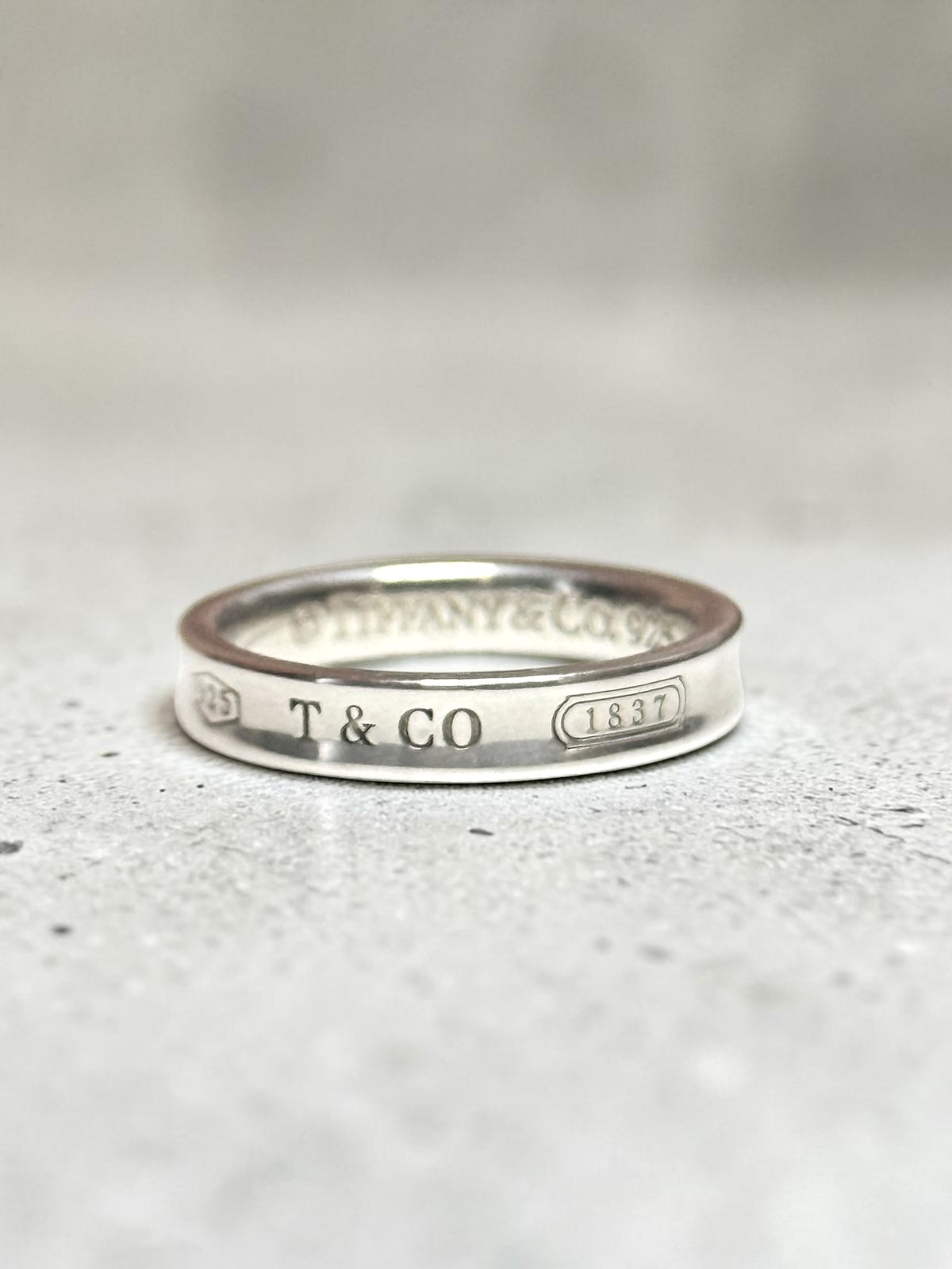 Tiffany & Co Concave Narrow Band 1837 Silver 925 Ring Size N