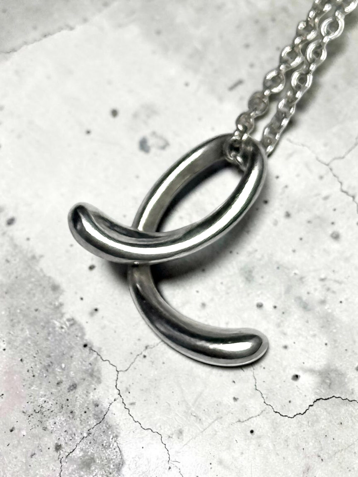 Tiffany & Co Initial 'e' Pendant Elsa Peretti 925 Silver + Chain