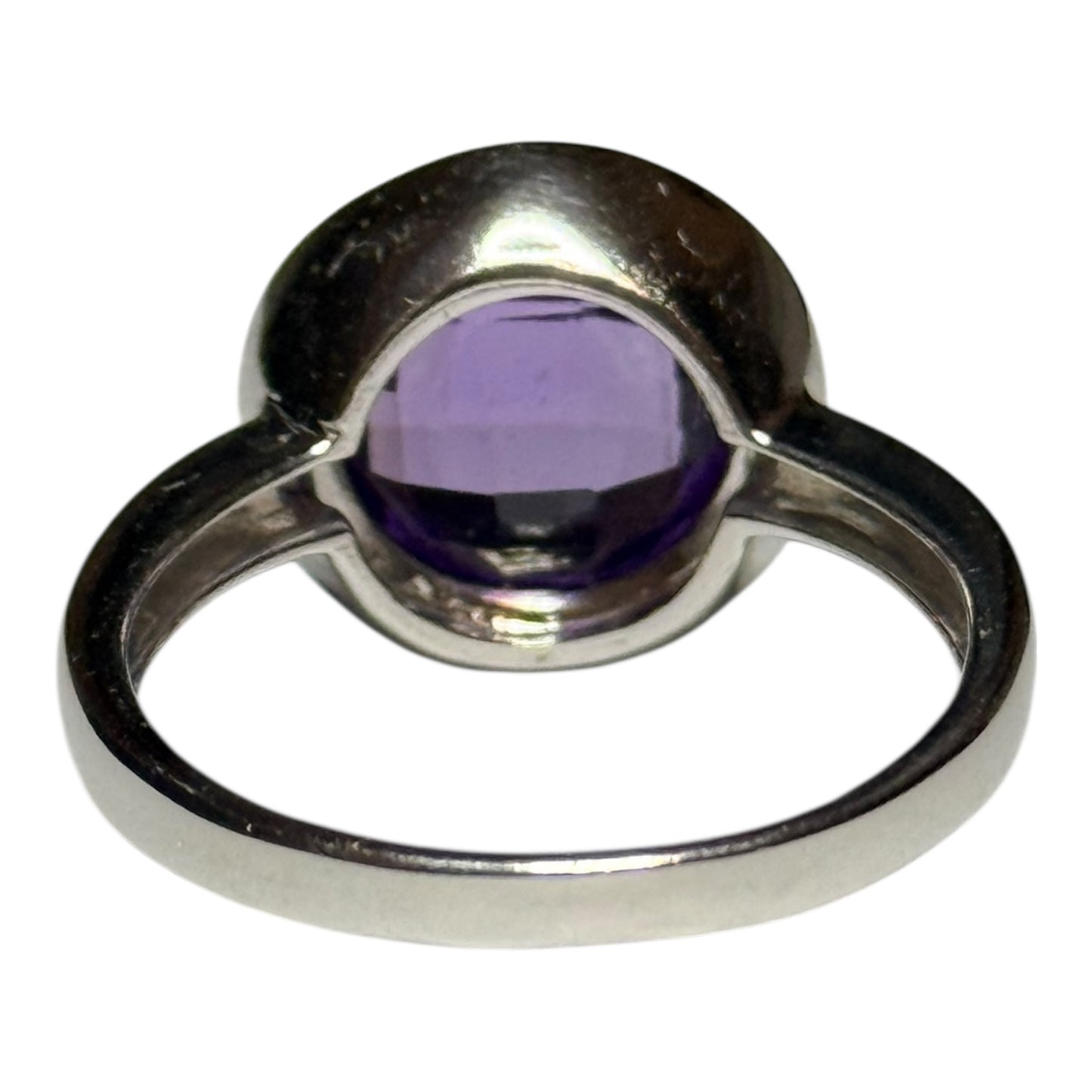 Amethyst Checkerboard Cut New Silver Ring Size P