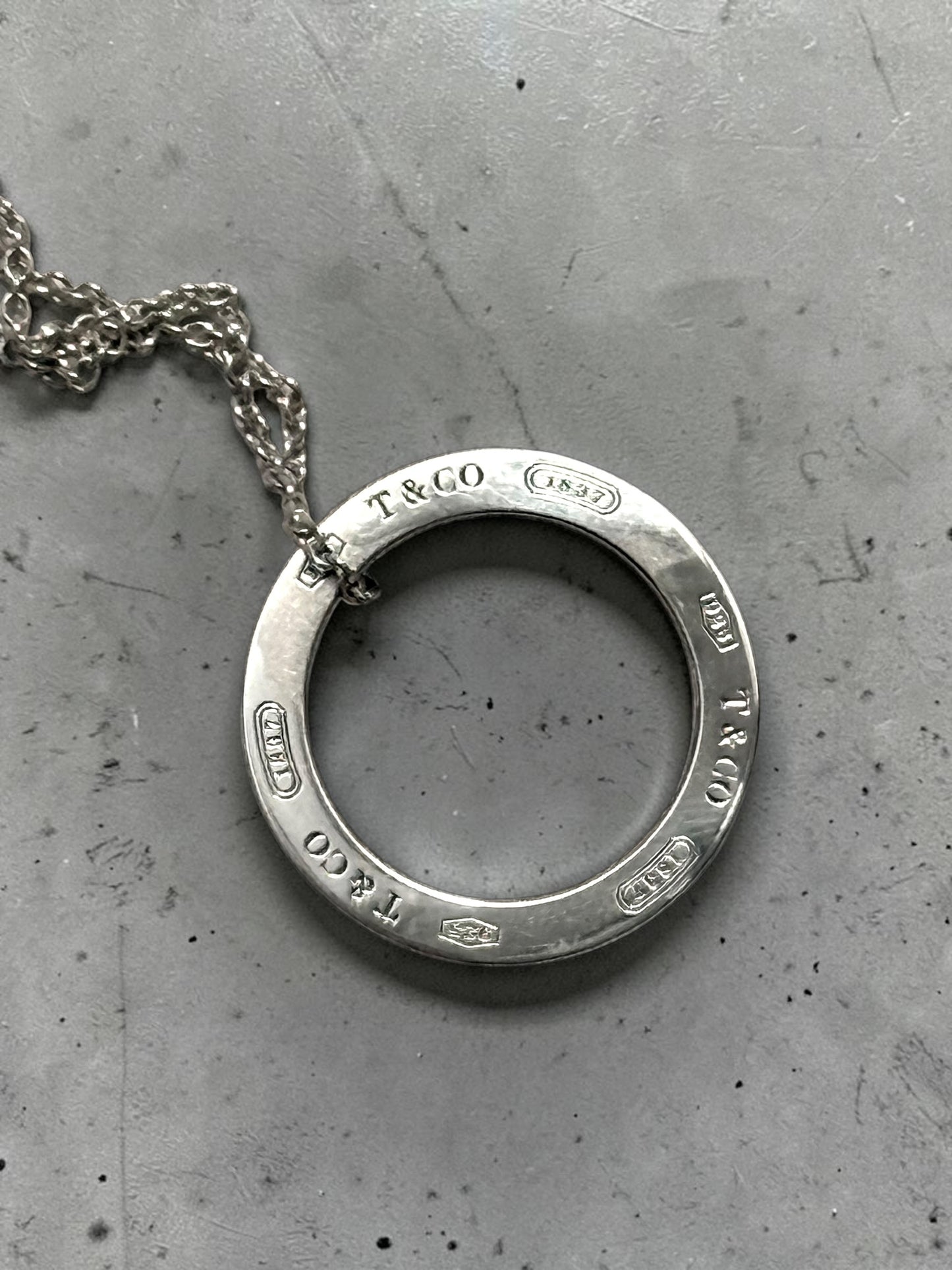 Tiffany & Co 1837 Circle Pendant 925 Silver & Matching Chain