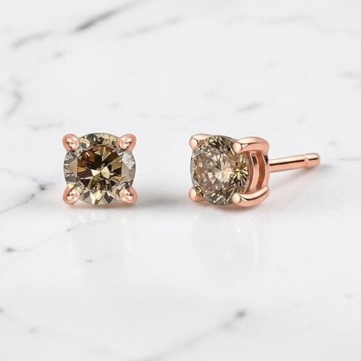 0.2ct Champagne Diamond 9K Rose Gold Earring Studs