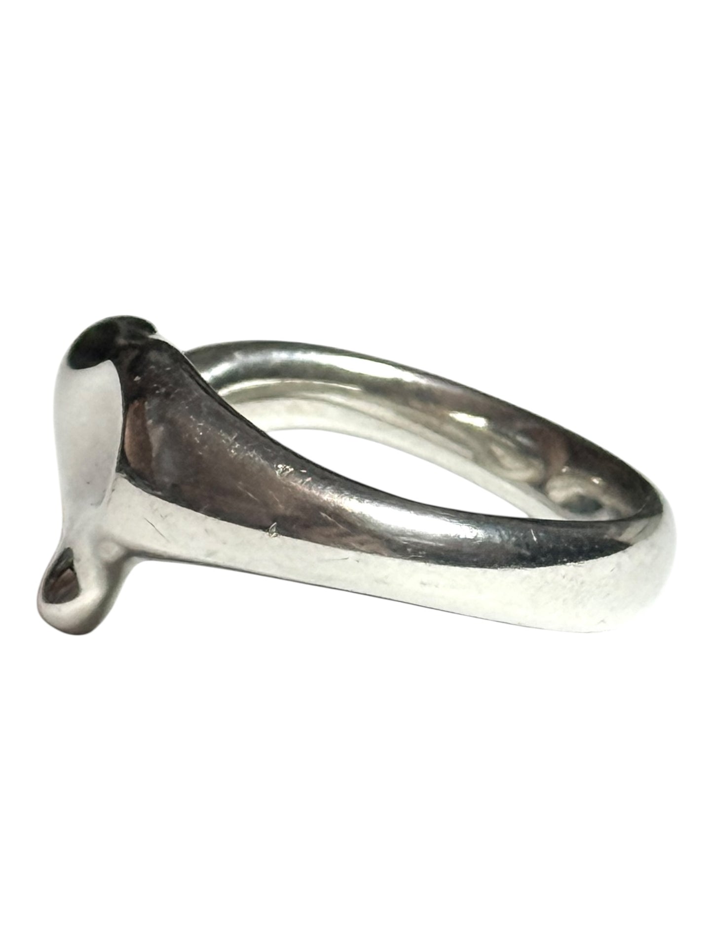 Tiffany & Co. Elsa Peretti Rare Sterling Silver Heart & Diamond Ring Size O 1/2