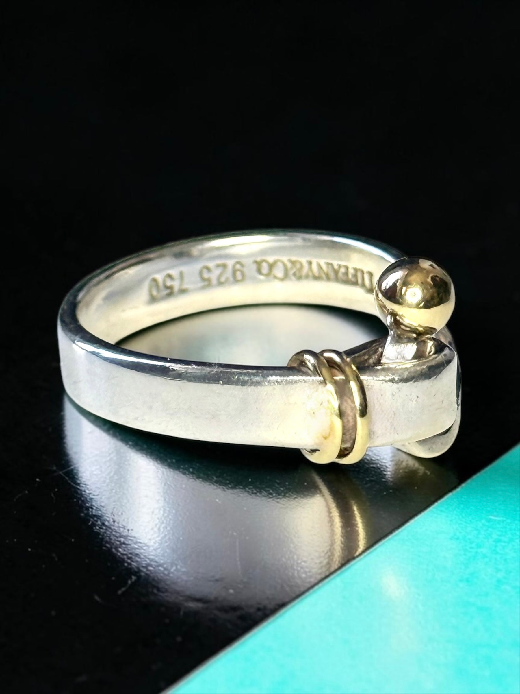 Tiffany & Co 18kt Gold & Silver Hook & Eye Ring