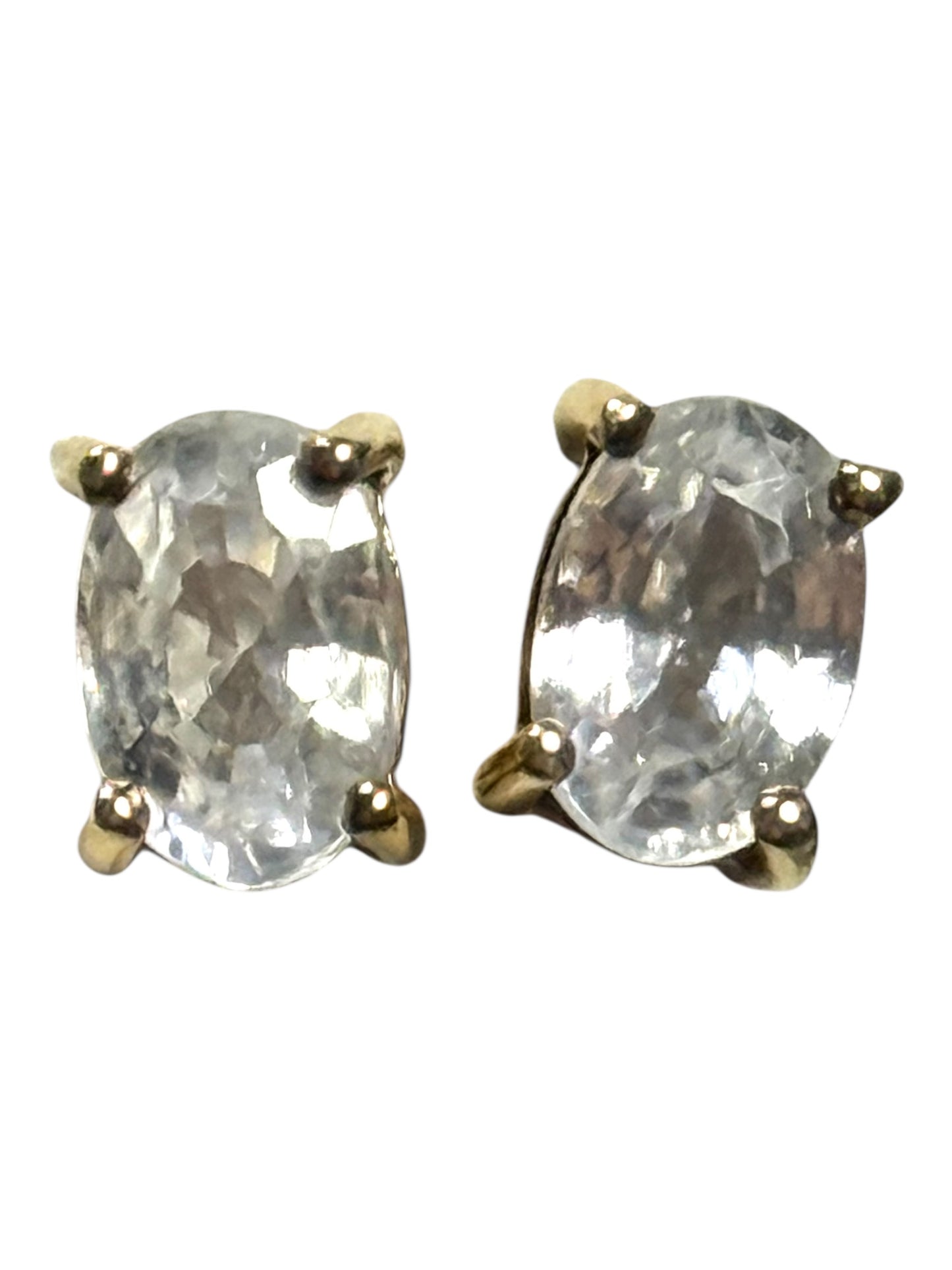 9k Gold Zircon 1.24ct Oval Stud Earrings