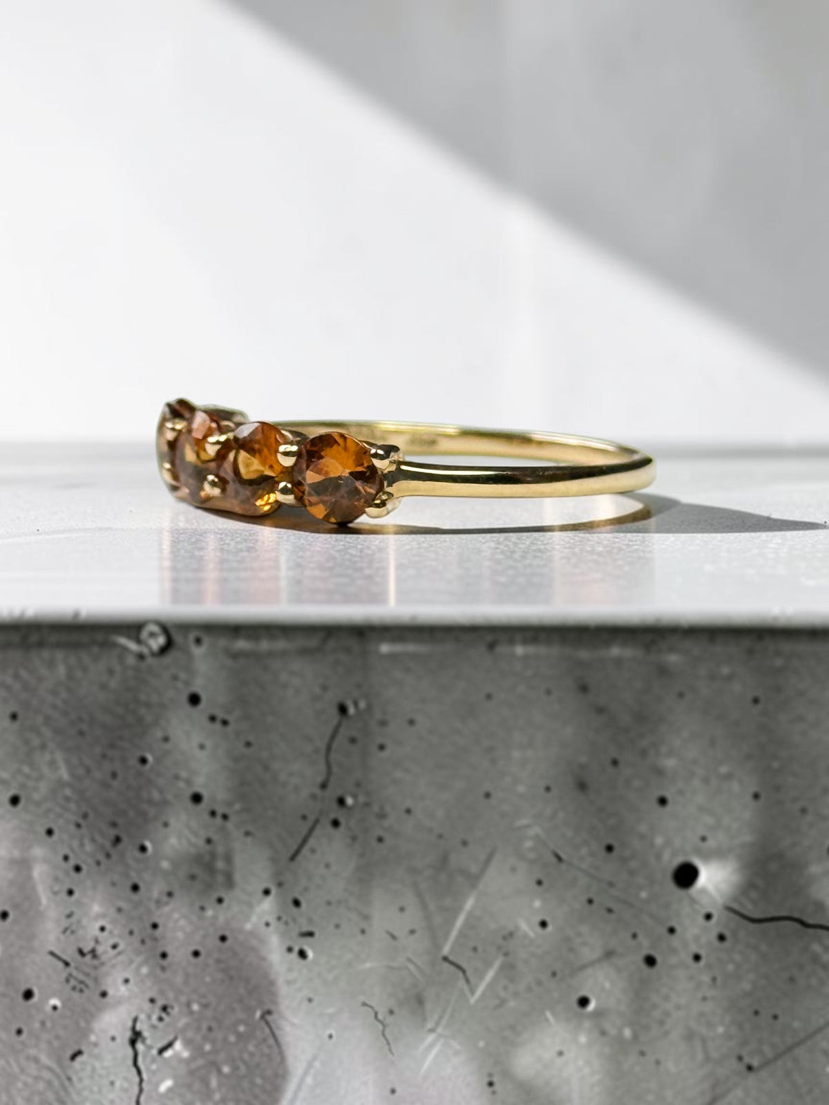 Rare Imperial Topaz 1.25ct Five Stone 10k Gold Ring