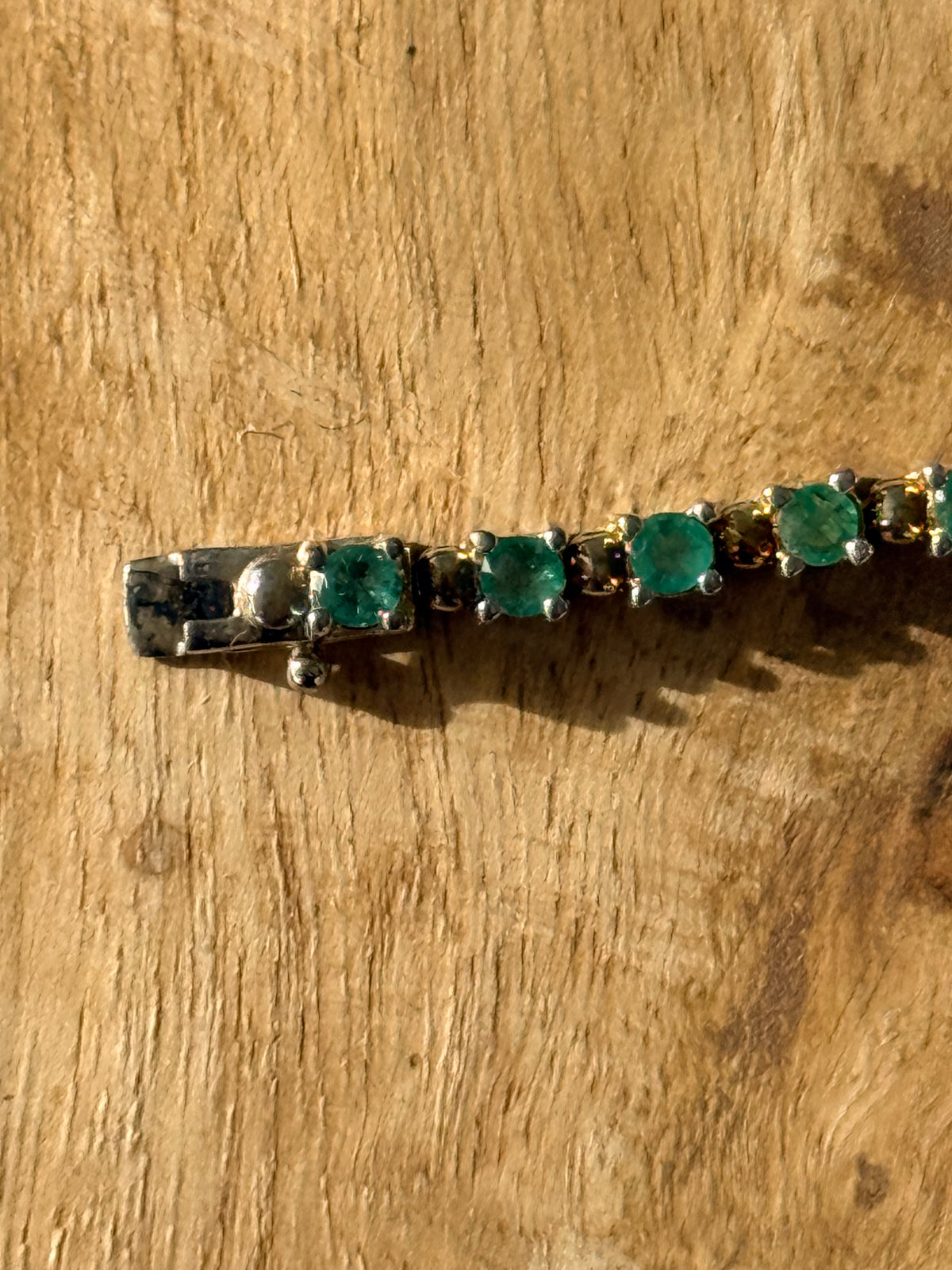 Vintage 3ct Emerald 925 Silver Tennis Bracelet 7 1/2" Hallmarked