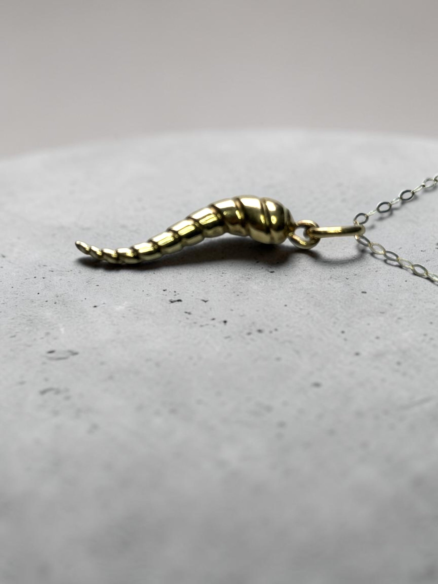 9ct Gold Animal Horn Pendant & Chain