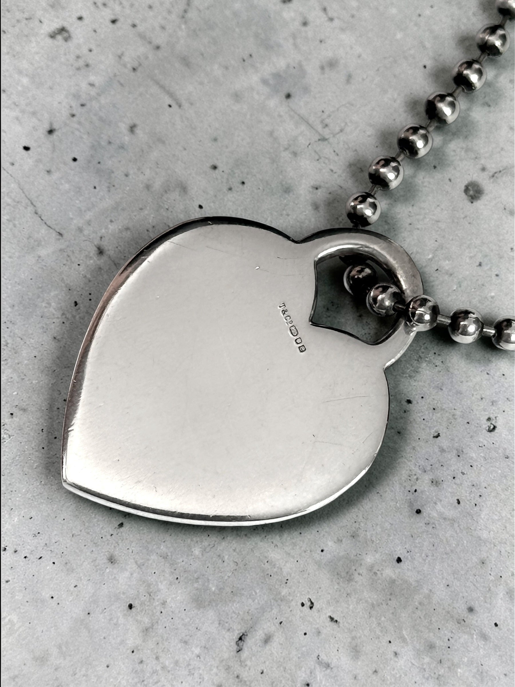 Tiffany & Co Return To Tiffany Heart With 34" Beaded Chain Silver 925