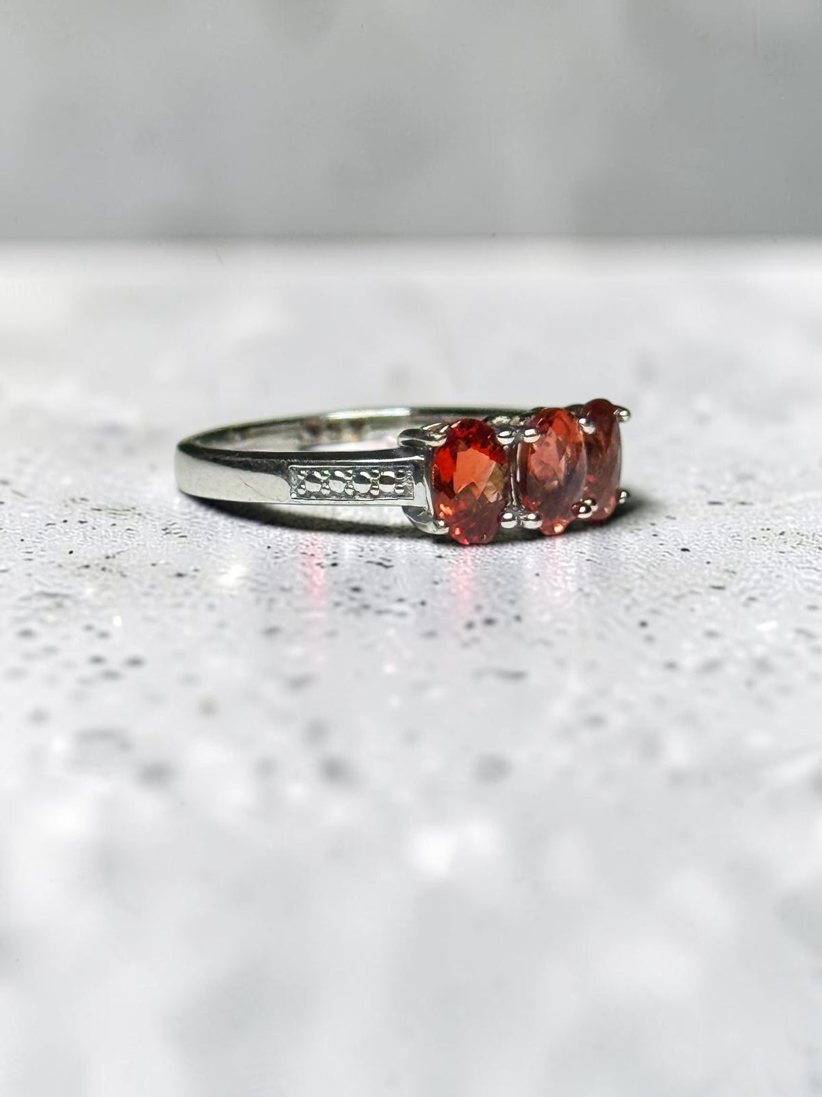 Mongolian 1.17ct Andesine Trilogy 925 Ring Size N 1/2
