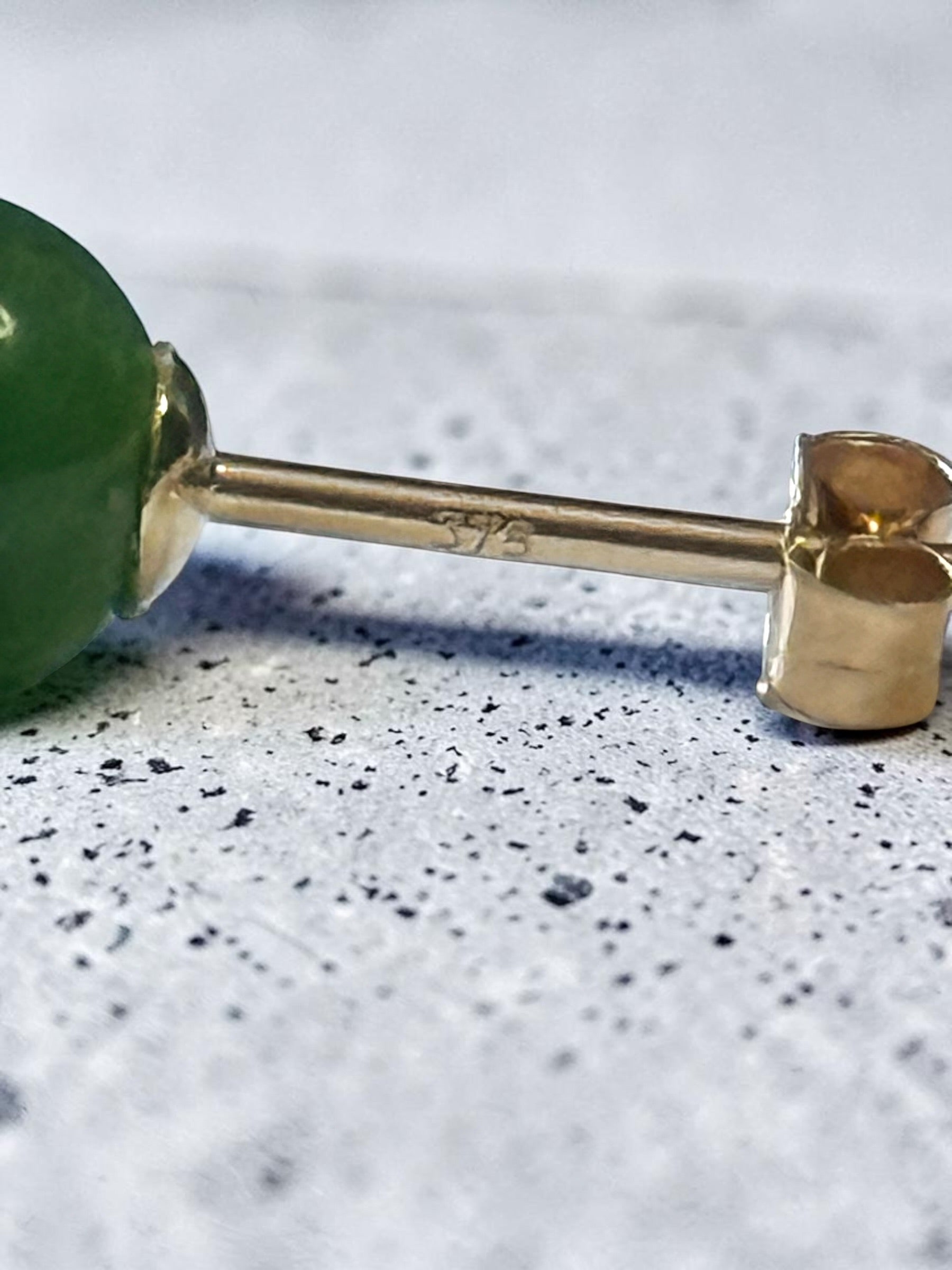 Genuine 6mm Nephrite Jade 9ct Gold Earring Studs 2 Carats