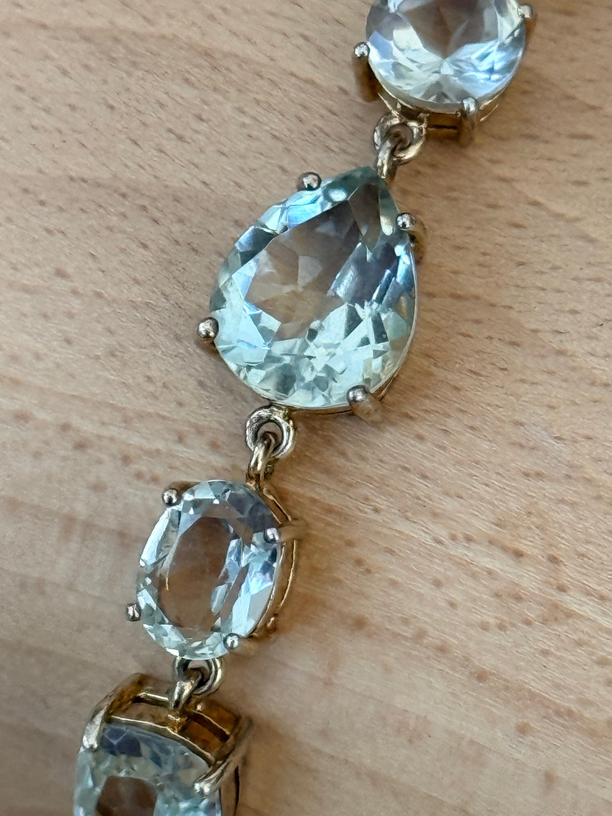 Prasiolite Green Amethyst GP 925 Mixed Cut Bracelet 8" Hallmarked