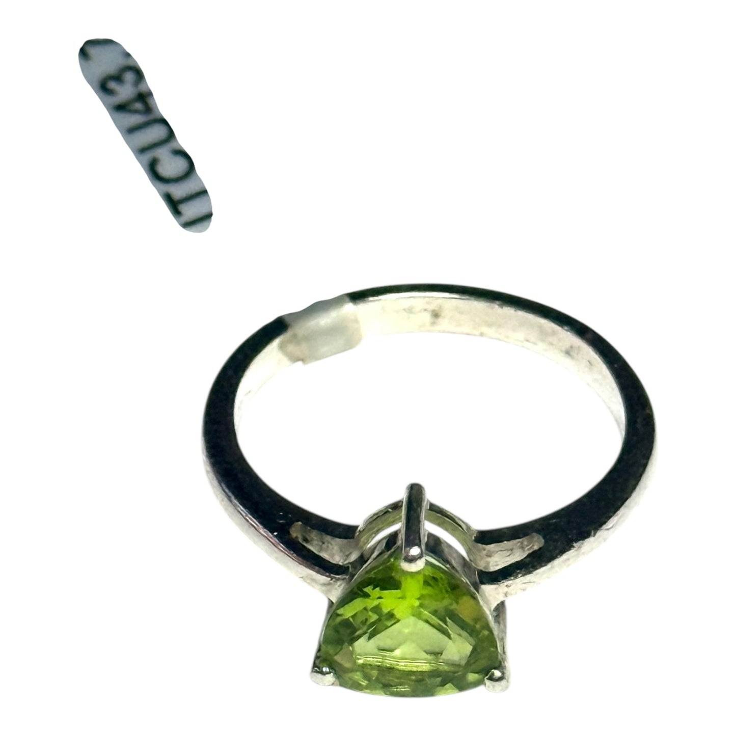New Peridot Trillion 1.75ct Silver Ring Size N 1/2 CSC