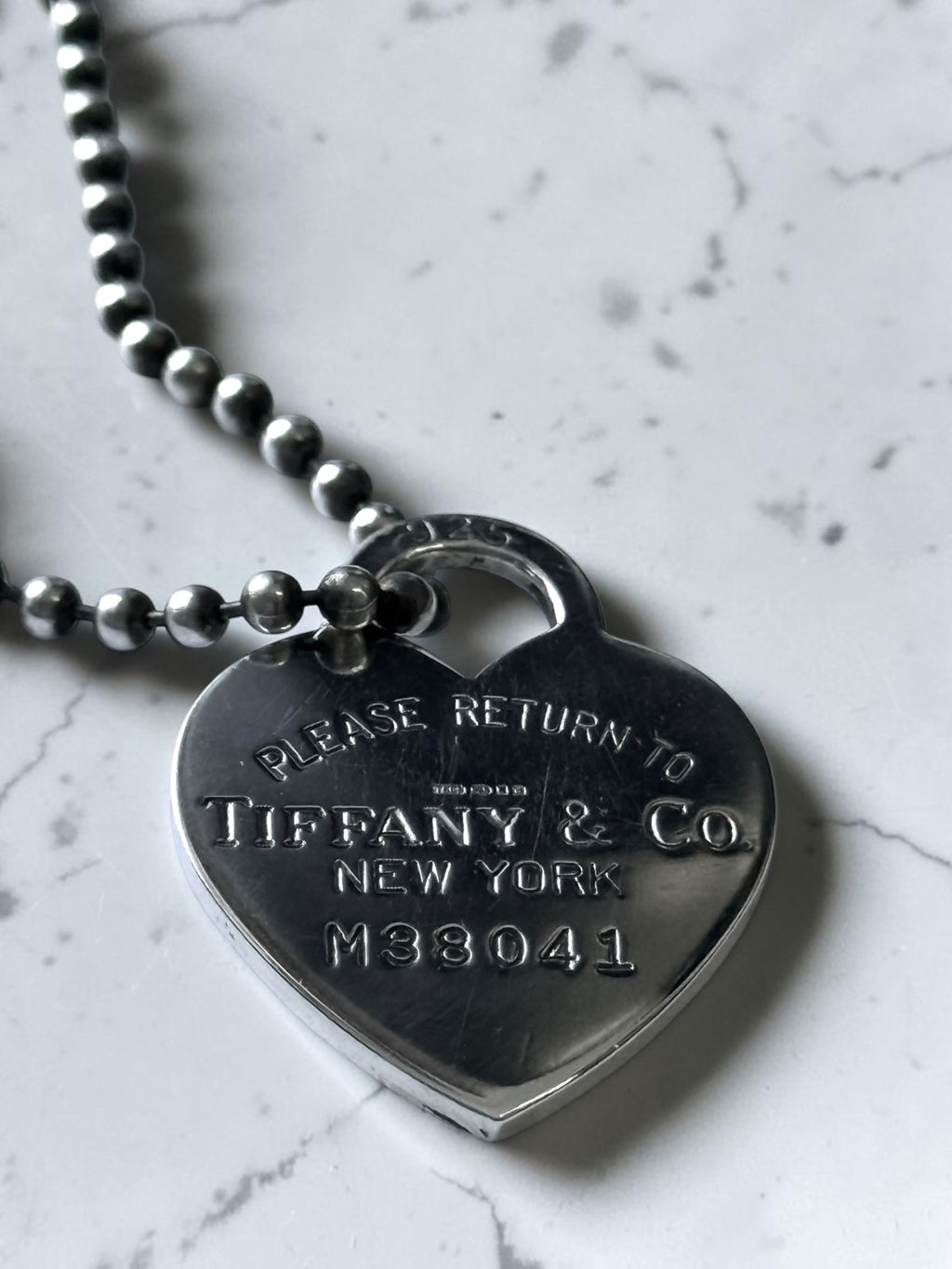 Tiffany & Co Return To Tiffany Heart With 34" Beaded Chain Silver 925
