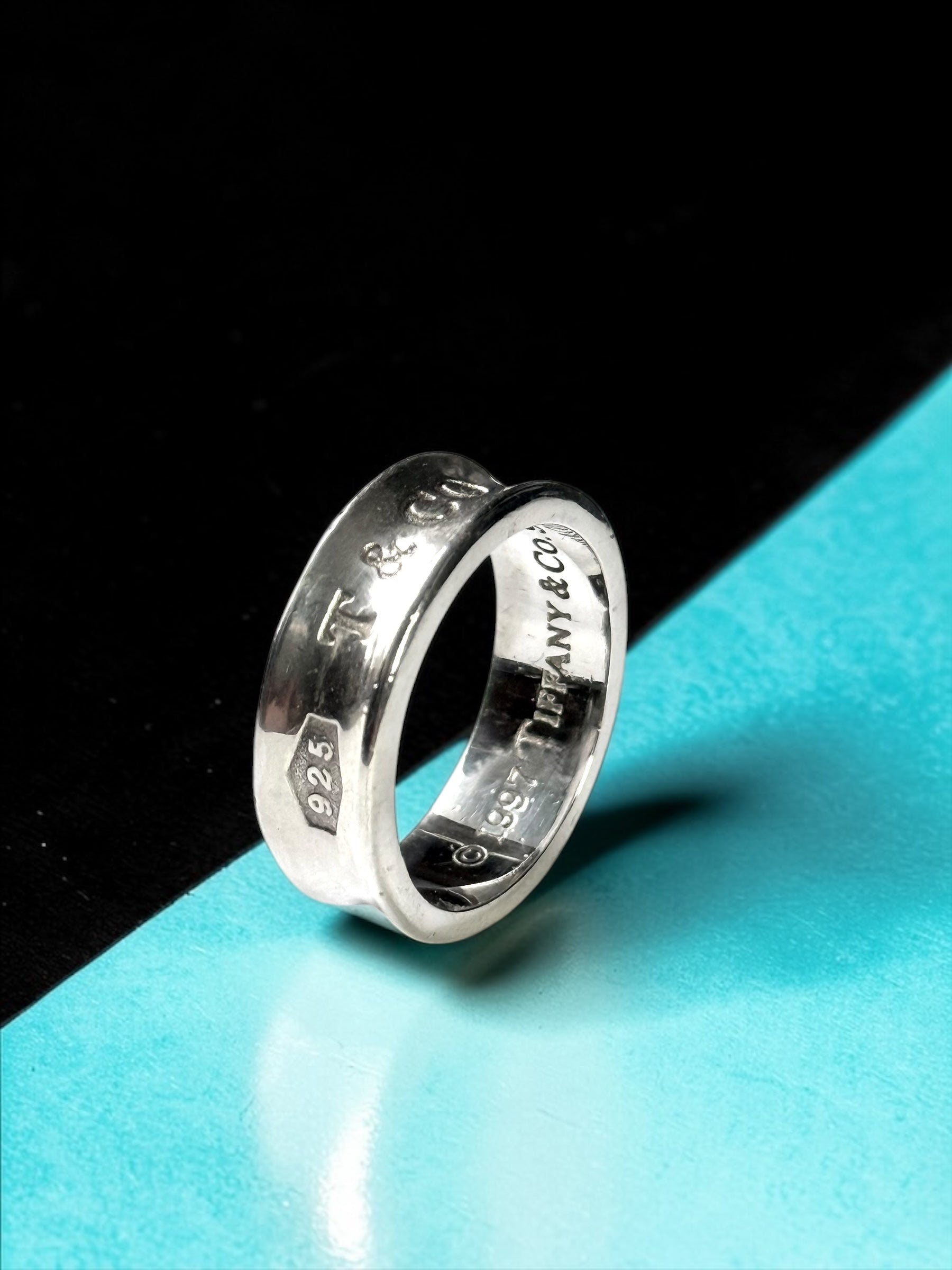 Tiffany & Co Concave Band 1837 Silver 925 Ring Size O 1/2