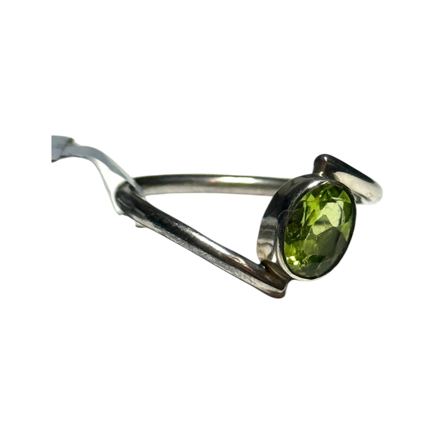 New Peridot Solitaire Silver Ring Size M - CSC