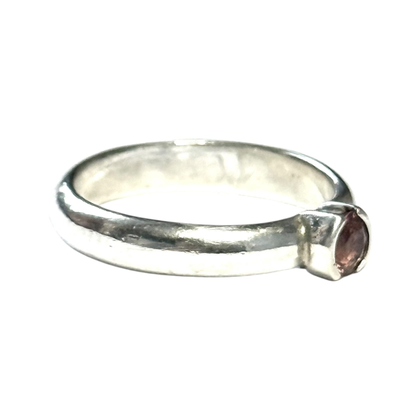 Rare Tiffany & Co Pink Tourmaline Silver Stacking Ring SIze J 1/2