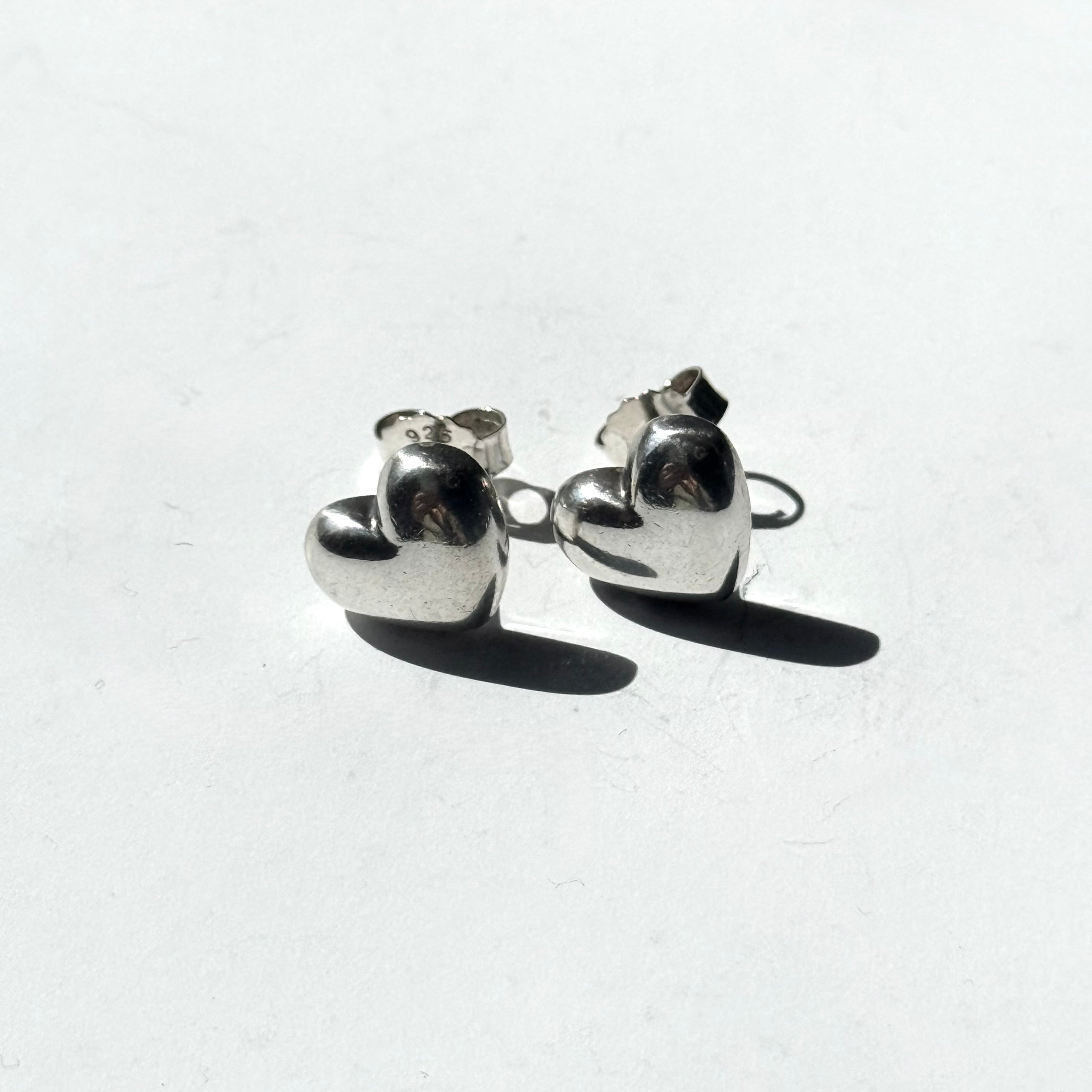 Tiffany & Co. RARE Puffed Heart Sterling Silver Stud Earrings
