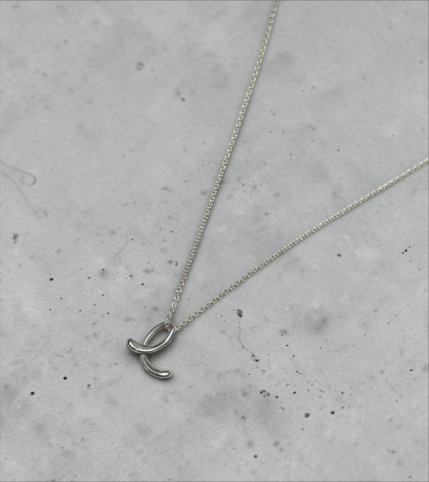 Tiffany & Co Initial 'e' Pendant Elsa Peretti 925 Silver + Chain