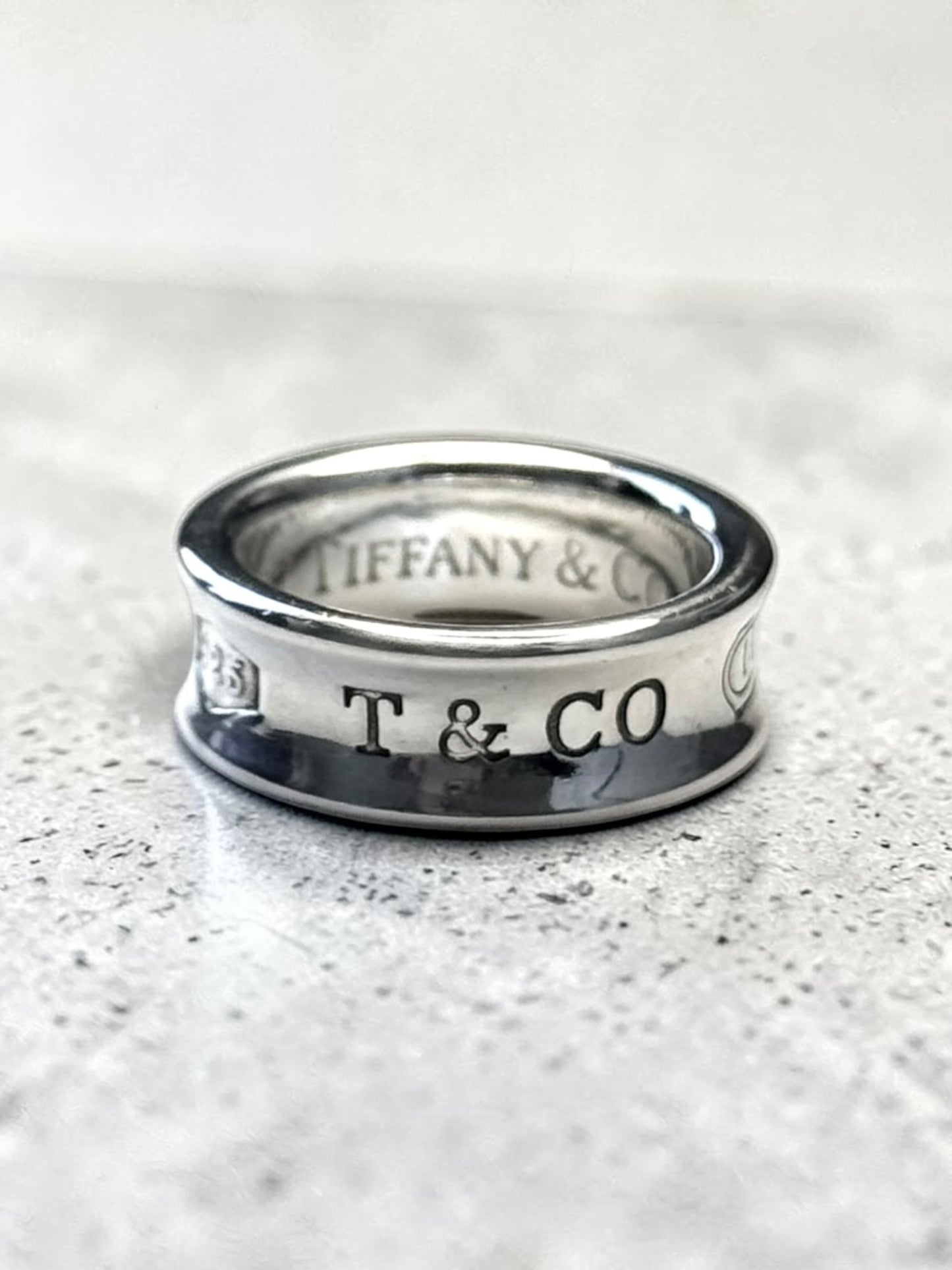 Tiffany & Co Concave Band 1837 Silver 925 Ring Size H 1/2