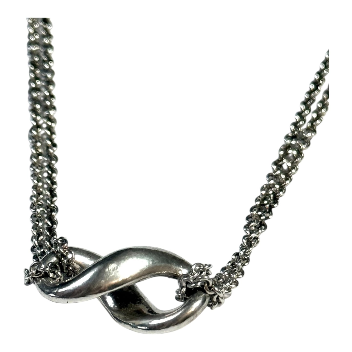 Tiffany & Co. Infinity Double Chain Necklace Pendant & Chain 925 Silver