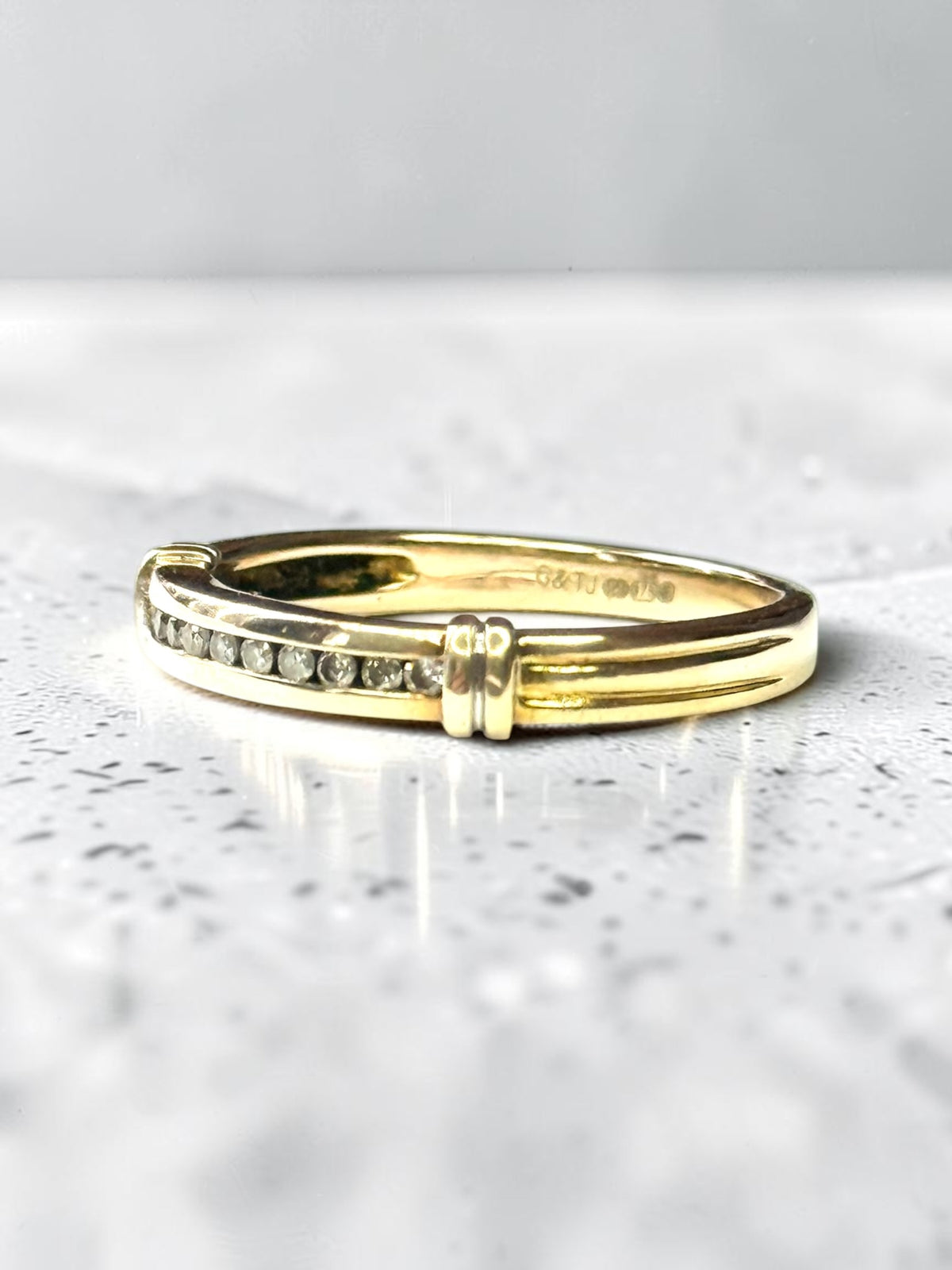 Beautiful Stacking Diamond Yellow Gold 9K Channel Set Ring