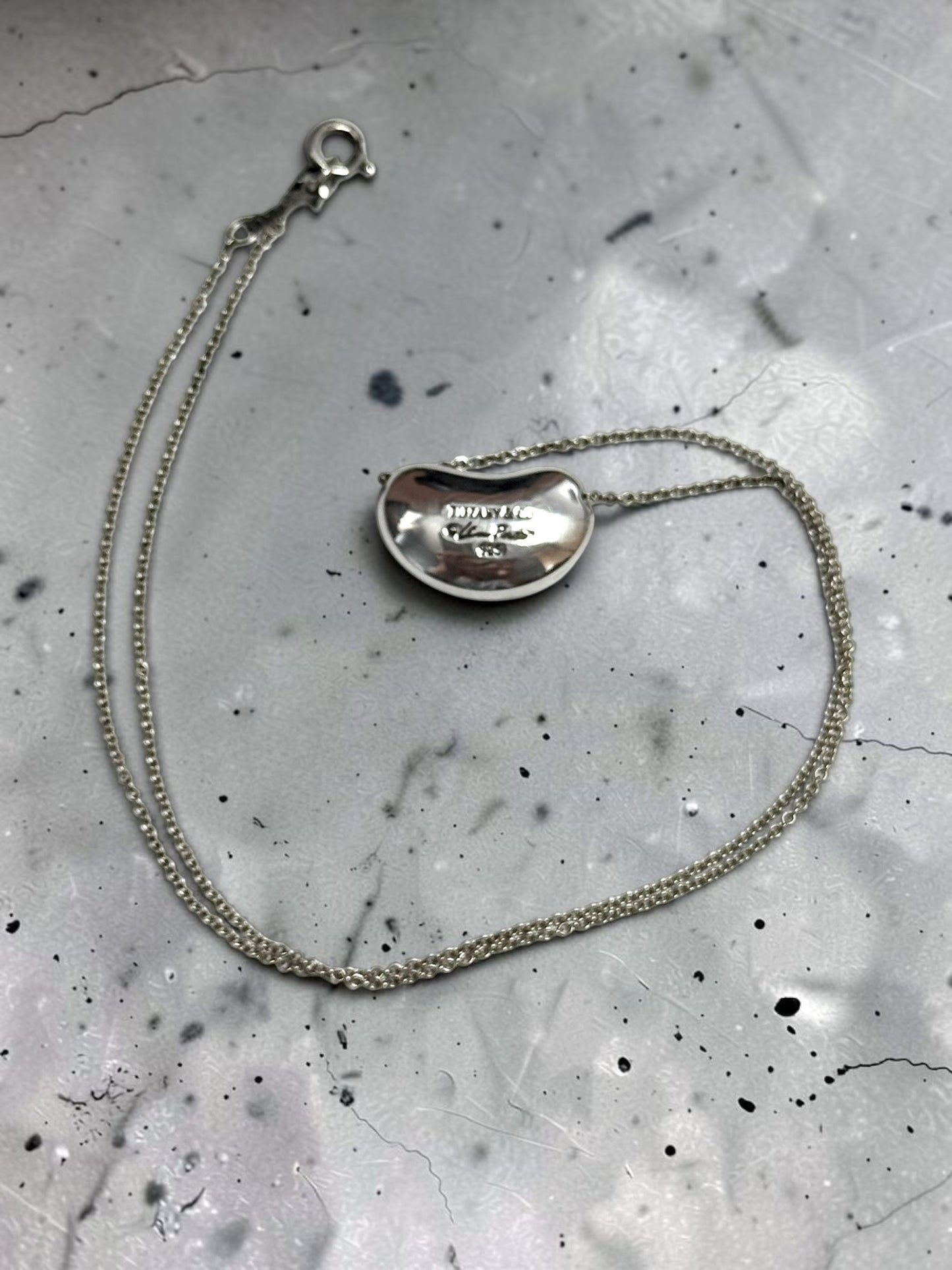 Tiffany & Co Elsa Peretti 19mm Bean Necklace Silver 925 Authentic