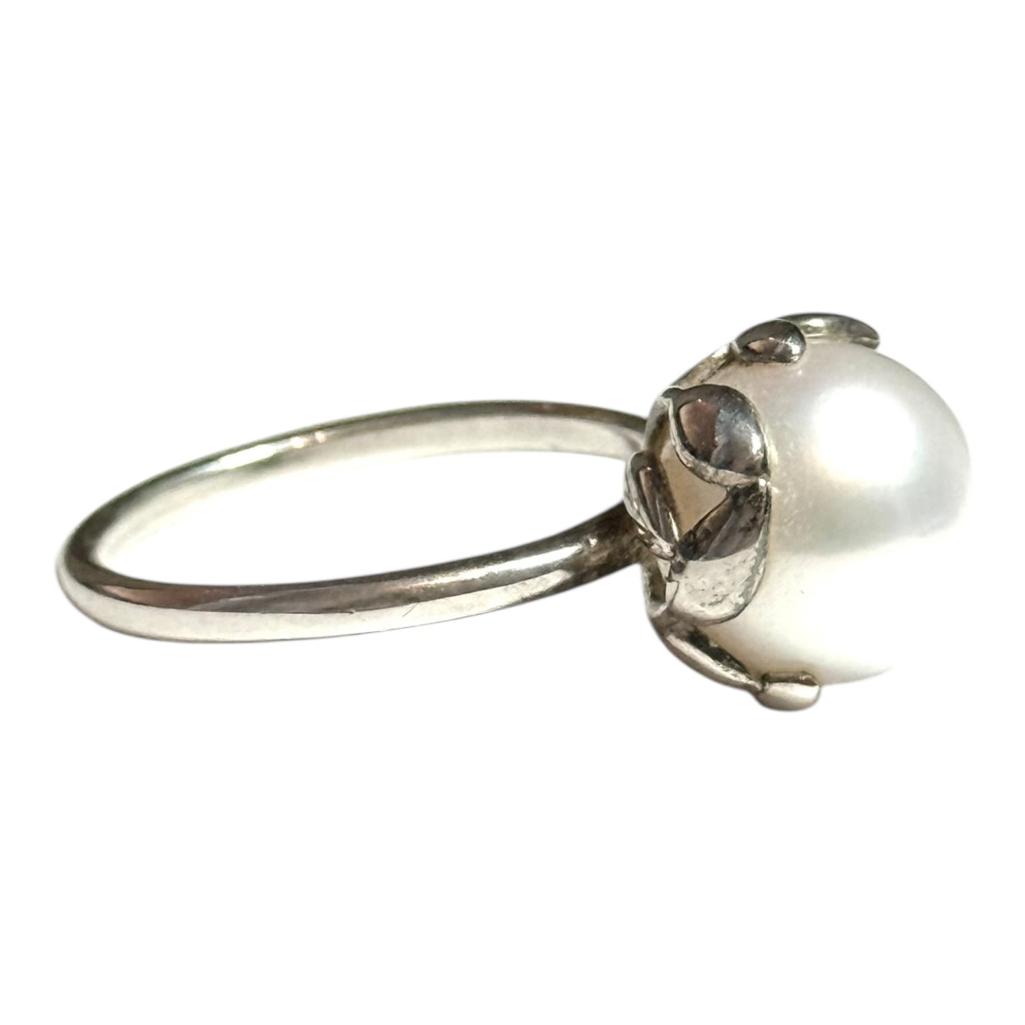 Tiffany & Co Paloma Picasso Olive Leaf Pearl Ring Silver 925