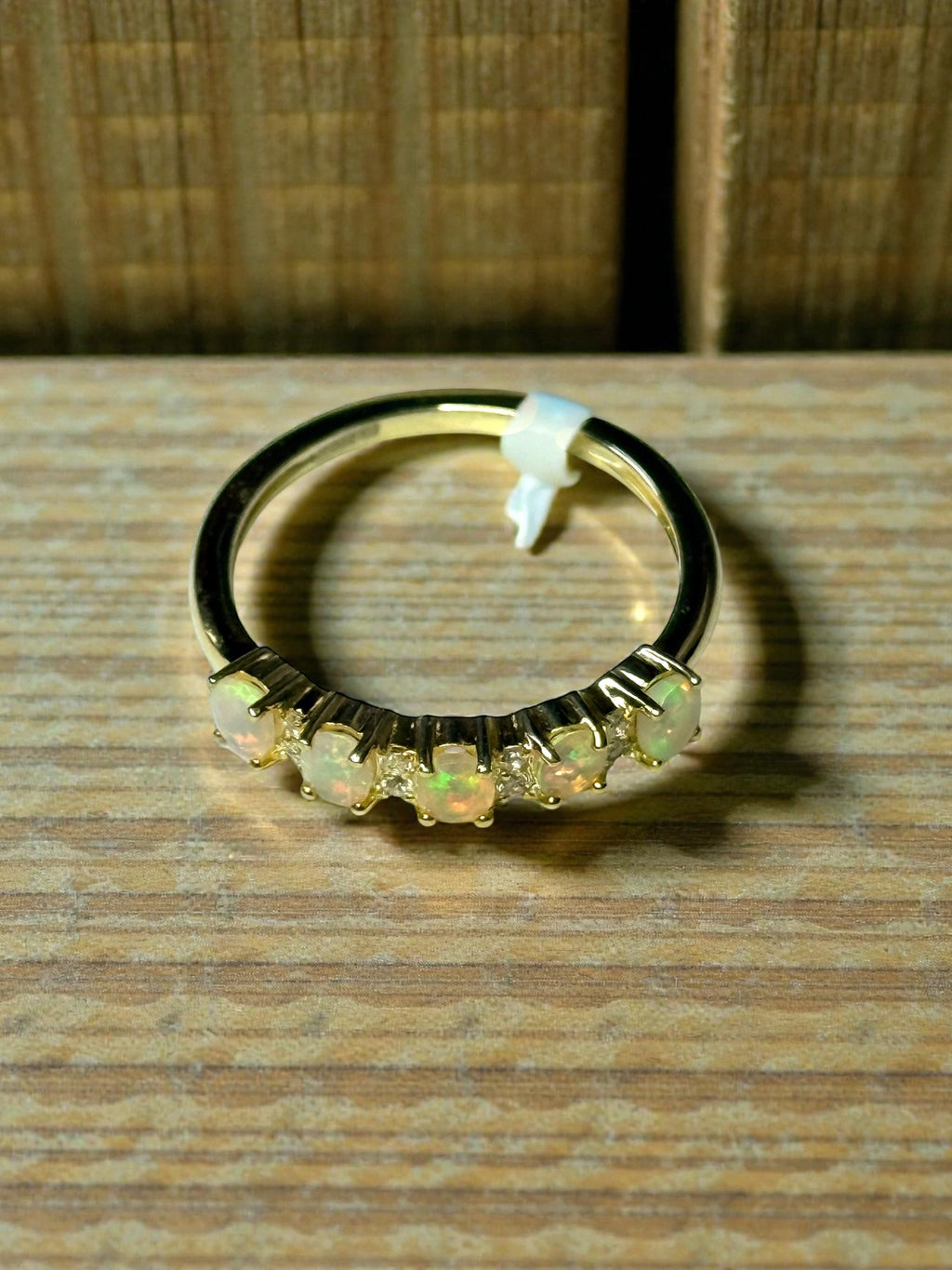 Ethiopian Opal & White Zircon GP Ring Size S