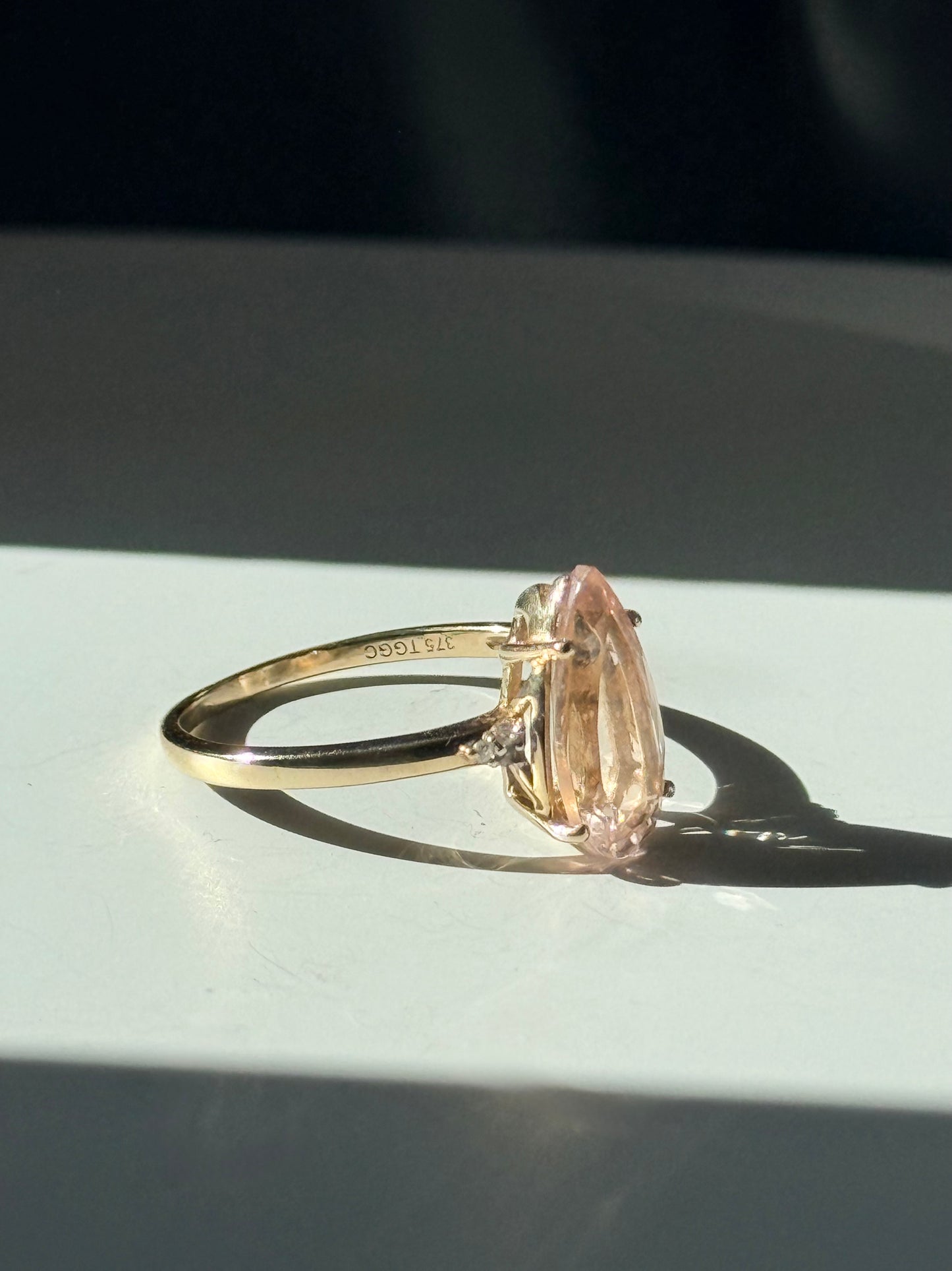 Stunning 3.47ct Morganite & Diamond 9k Gold Cocktail Ring