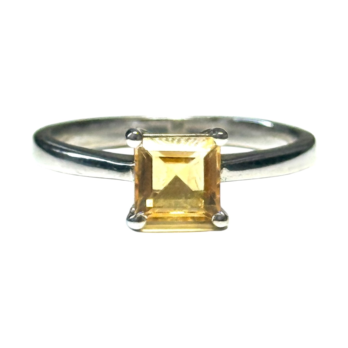 Citrine Ring in Rhodium Overlay Sterling Silver 1.24 Ct CSC