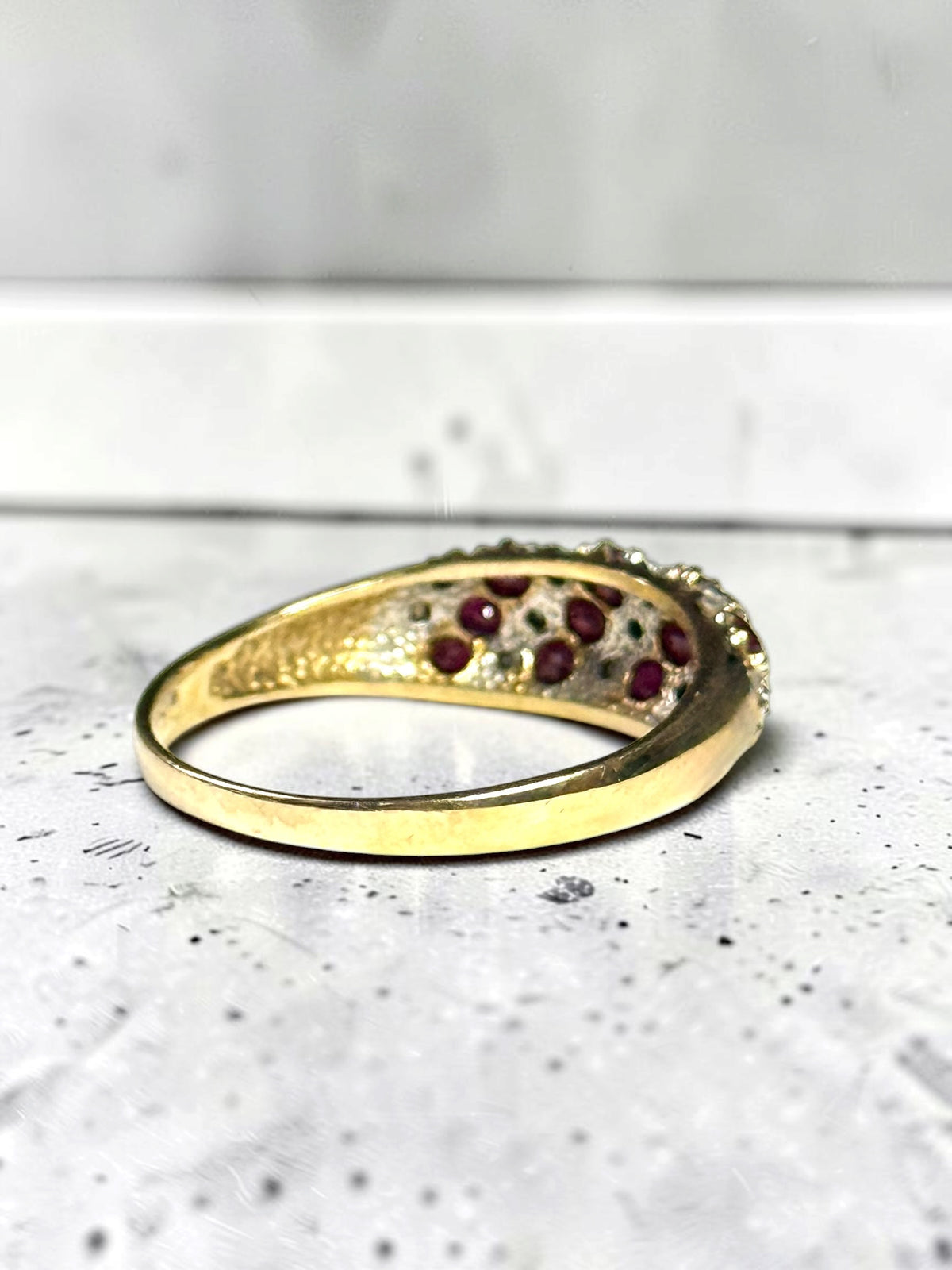 Stunning Vintage 0.42ct Ruby & Diamond Cluster 9k Gold Ring