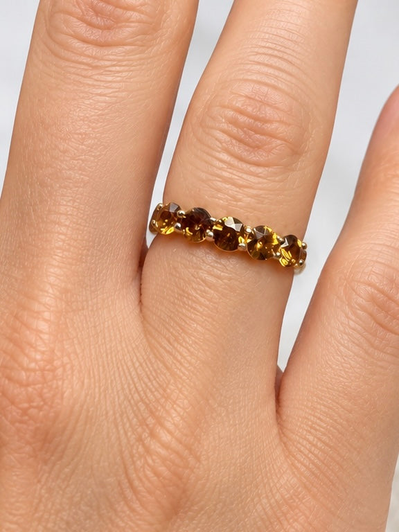 Rare Imperial Topaz 1.25ct Five Stone 10k Gold Ring