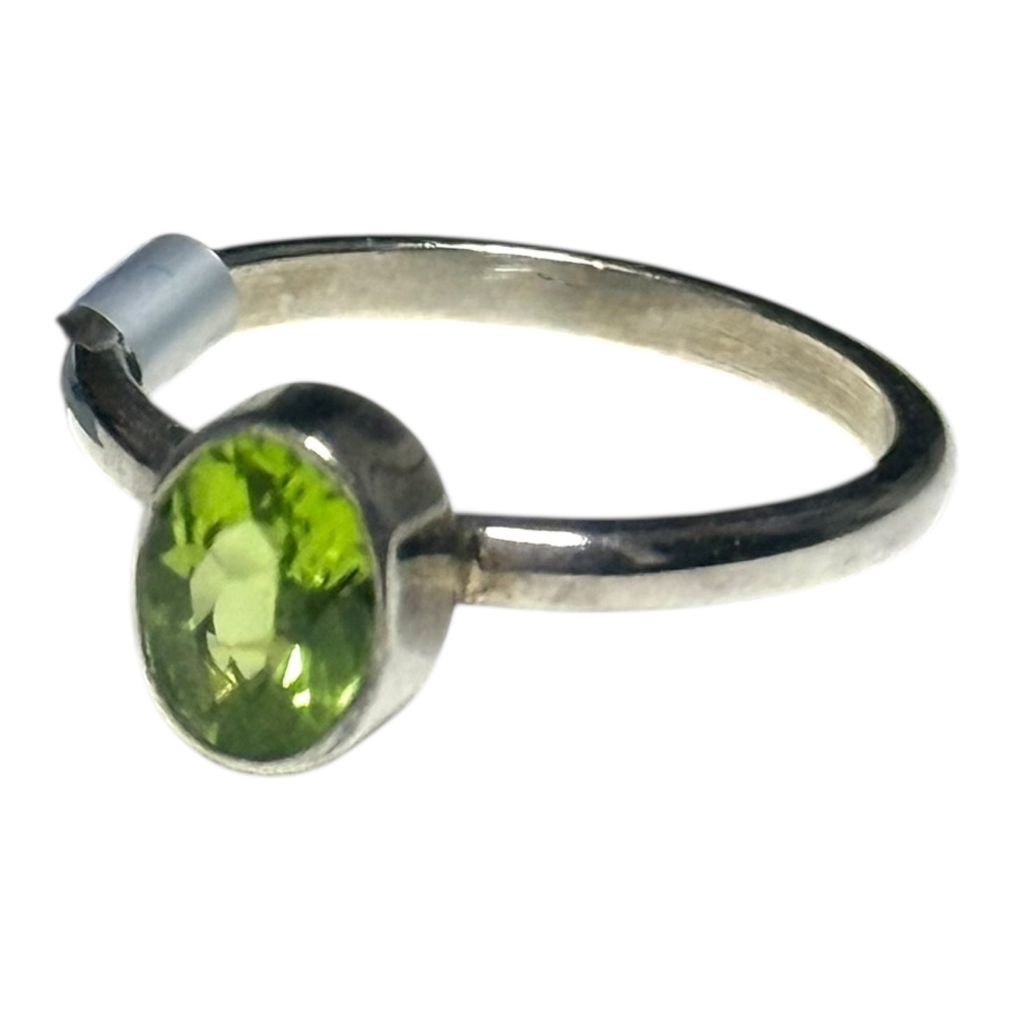 New Peridot Solitaire Silver Ring Size L - CSC