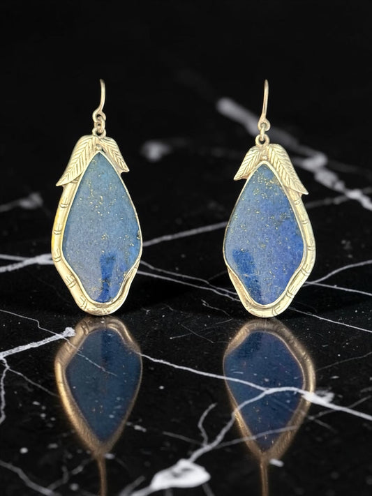 Vintage Lapis Lazuli 925 Silver Drop Earrings