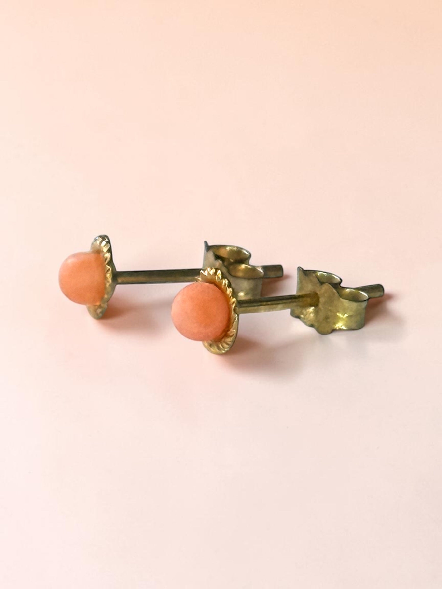 Sweet Coral 9ct Gold Studs 3mm