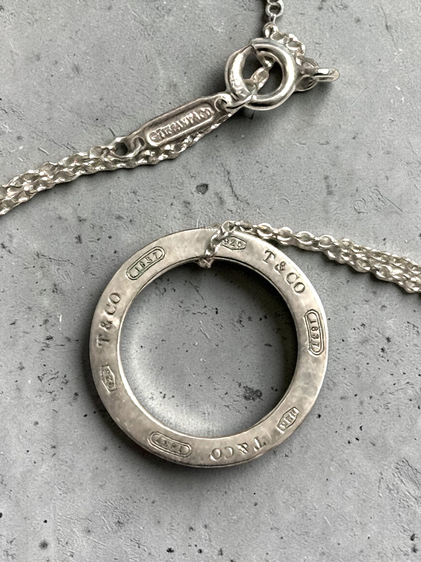 Tiffany & Co 1837 Circle Pendant 925 Silver & Matching Chain