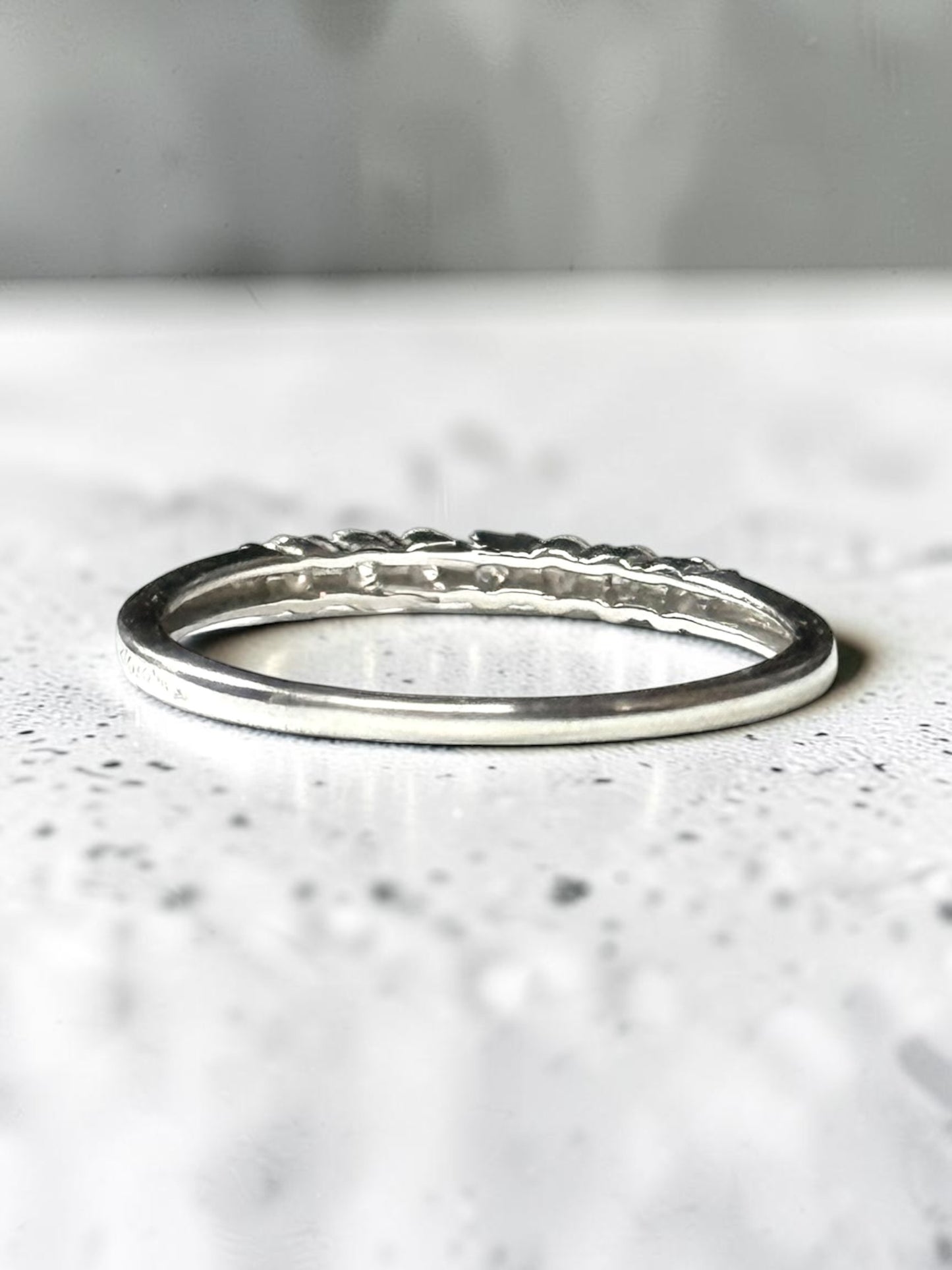 0.21ct Diamond White Gold Stacking Ring Size P 1/2 Hallmarked