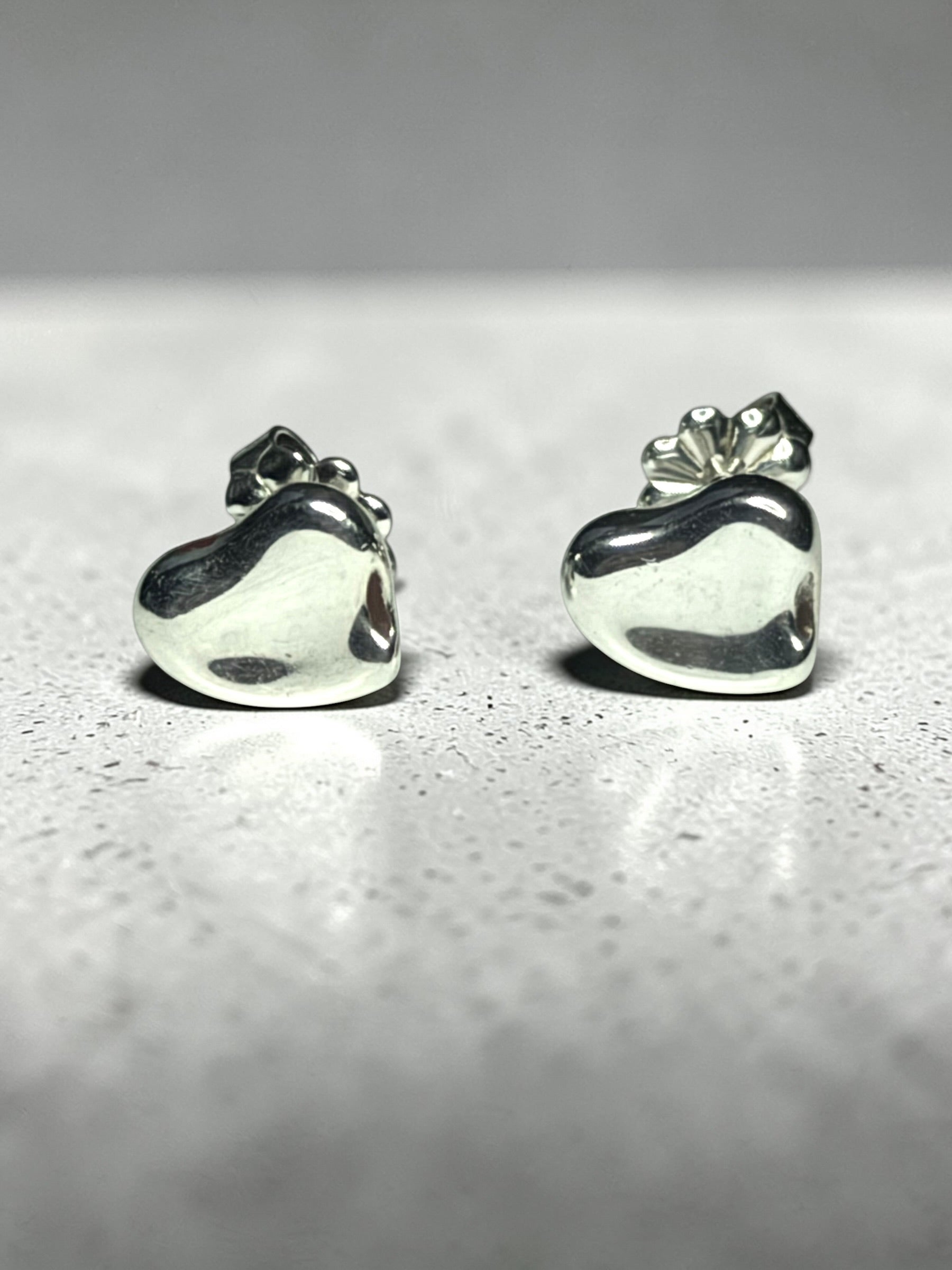 Tiffany & Co Elsa Peretti Full Heart Silver Earrings